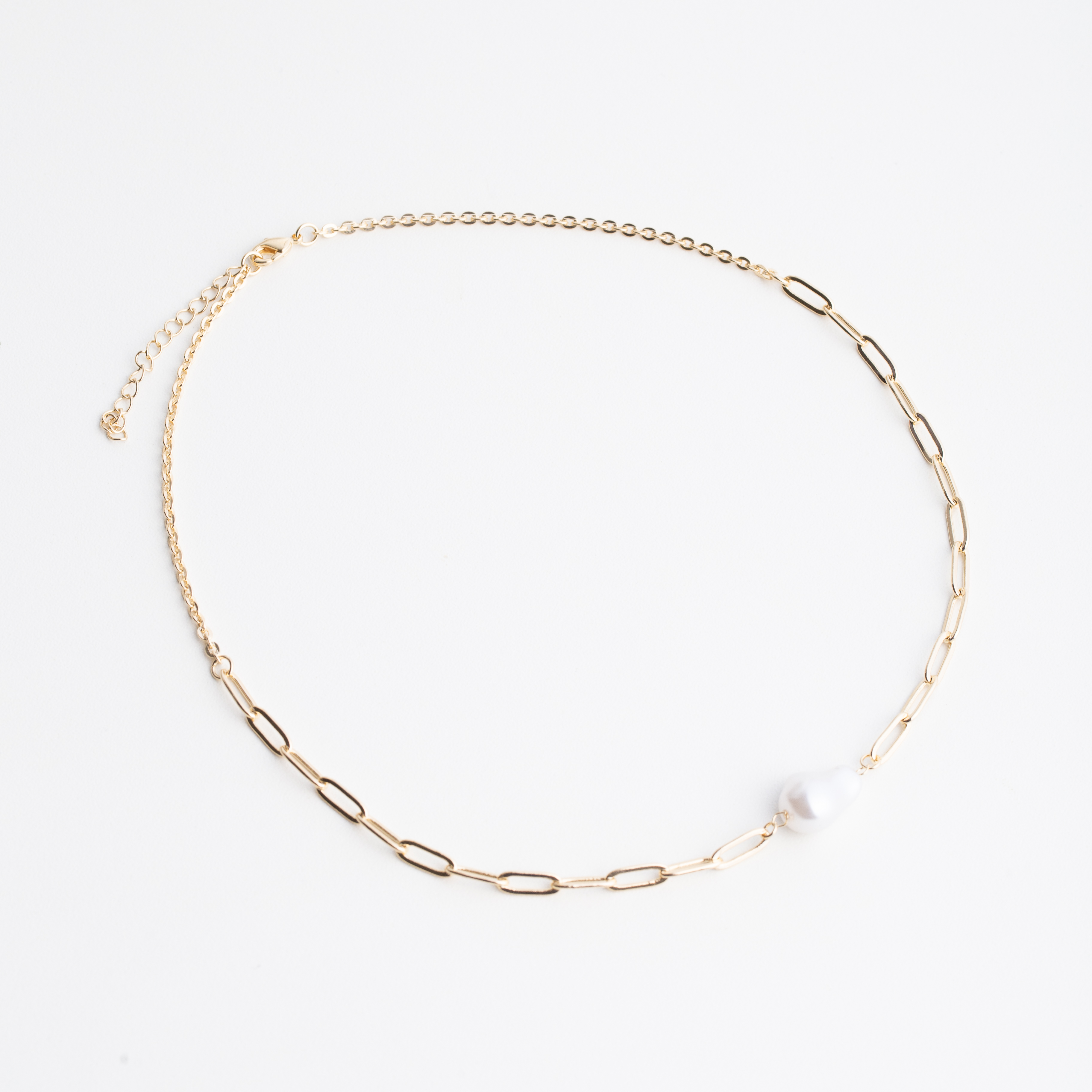 19412 Gold Chain Necklace with Pearl 16"