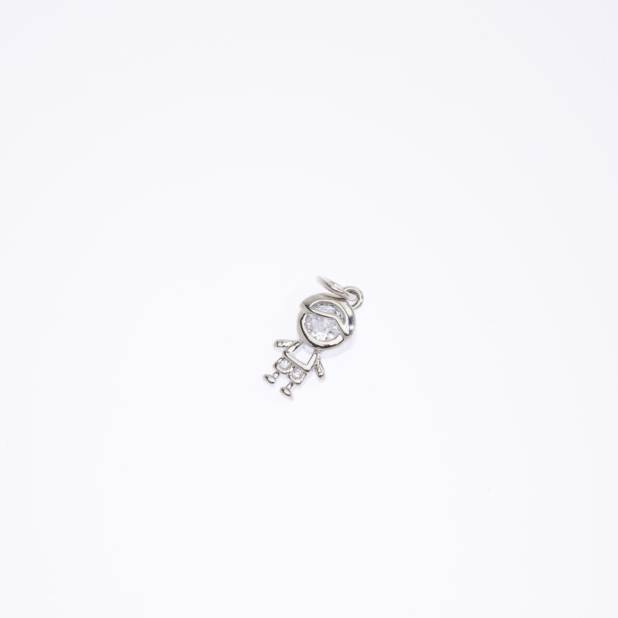 20591 Mini Silver Boy Charm with Crystals 14mm