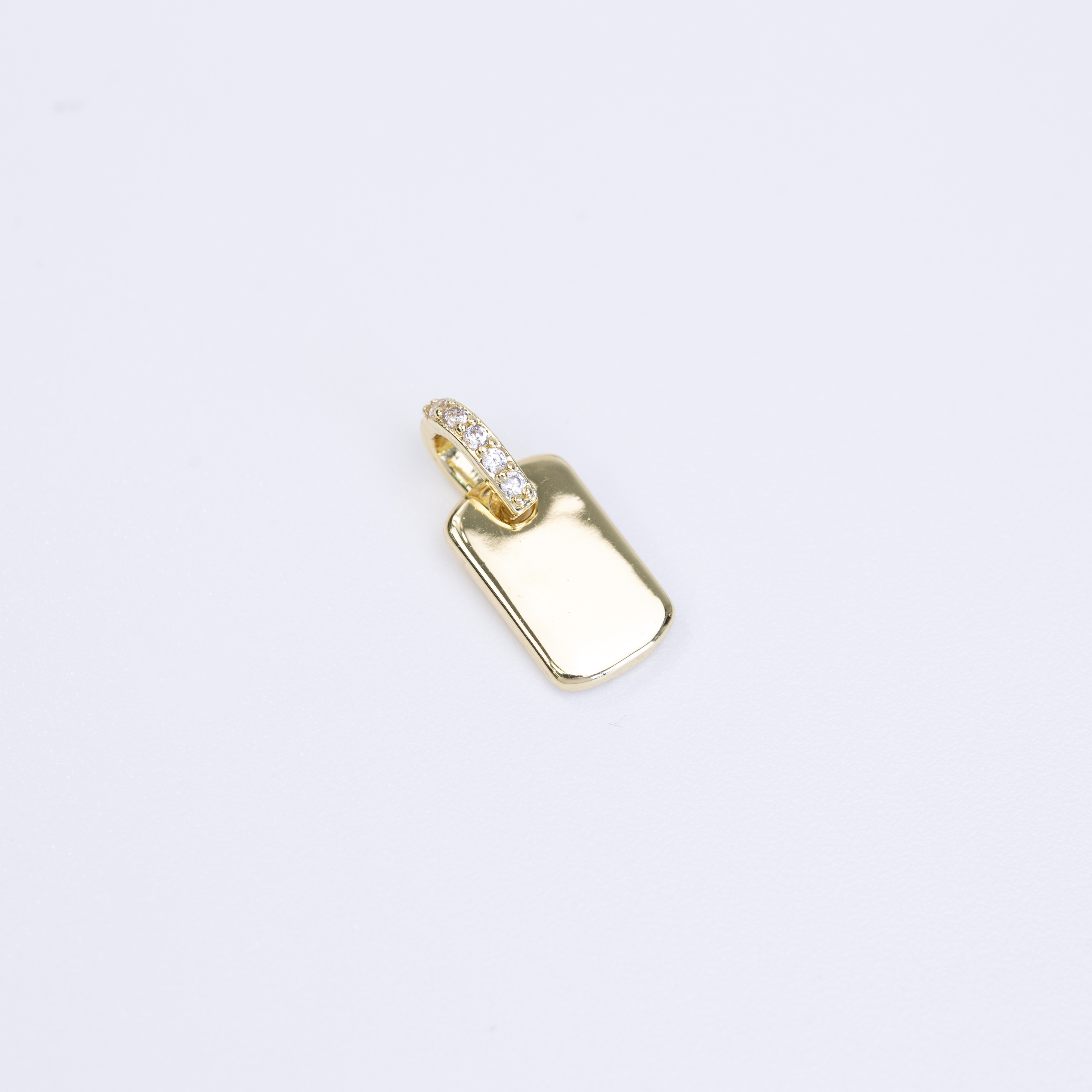 19580 Gold Rectangular Pendant with Sparkling Inlays