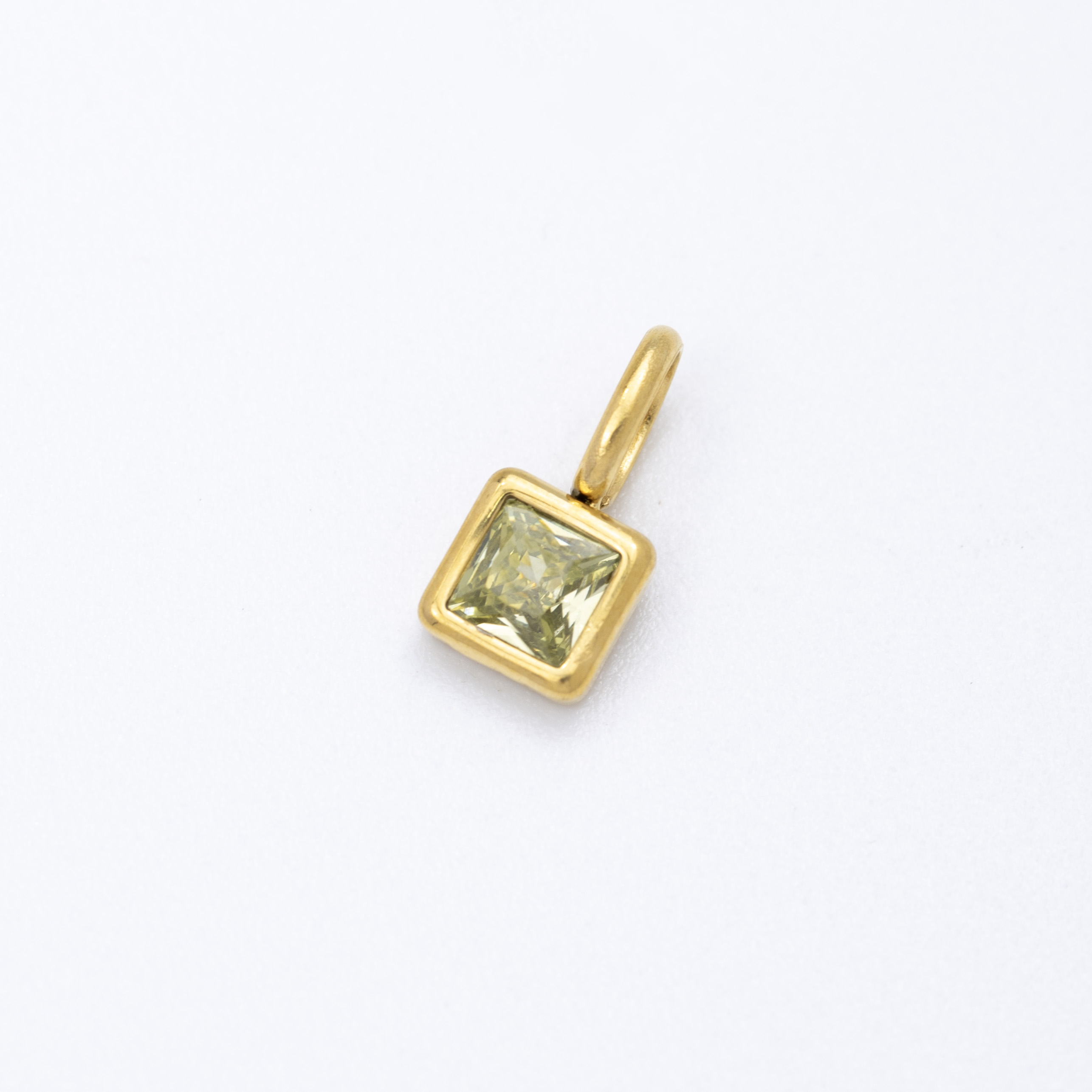 19520 Square Olive Crystal Charm