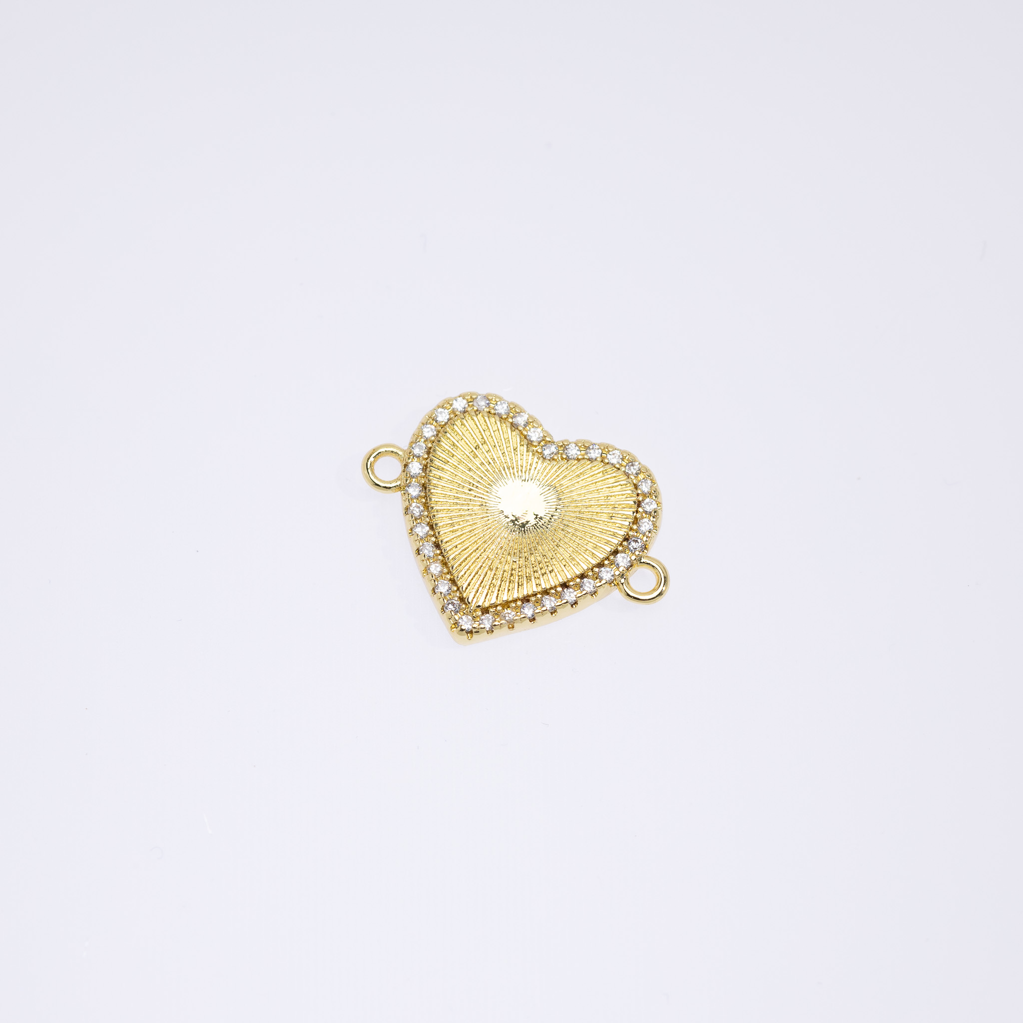 20640 Gold Heart Connector with Rays and Crystals