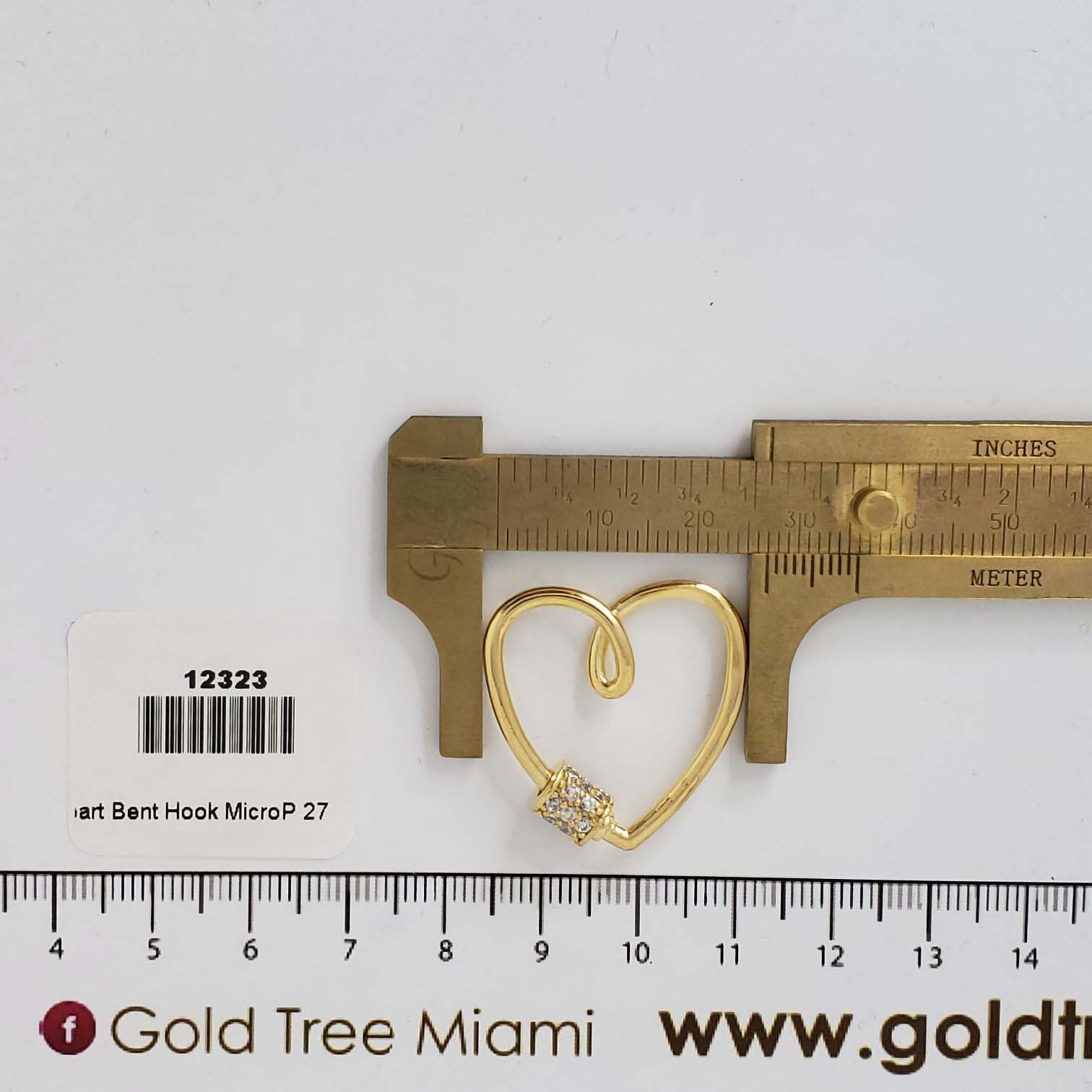 12323 Heart Clasp Gold Self Lock Micropave