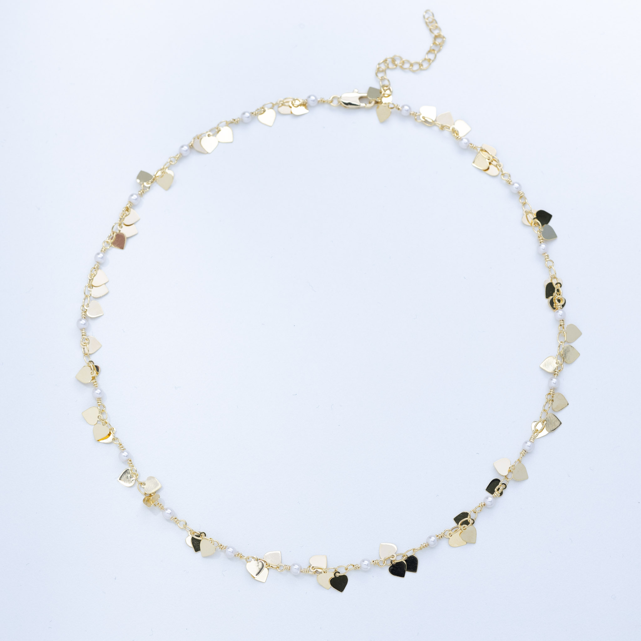 20097 Chain w/ Pearl and Hearts - 40CM