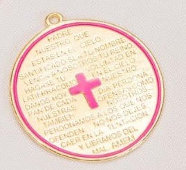 12758 Gold-Plated Fuchsia Padre Nuestro Pendant