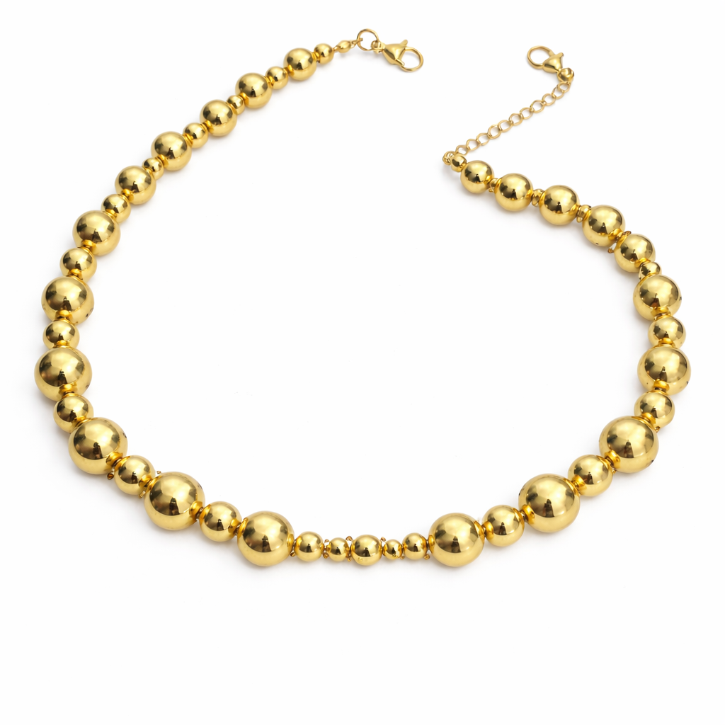 21724 Collar de Balines Dorado 10mm y 6mm