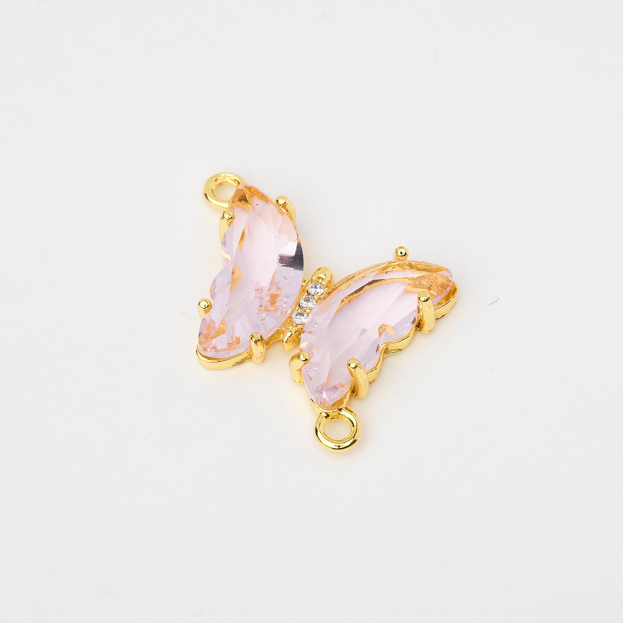 13547 Pink Crystal Butterfly Connector