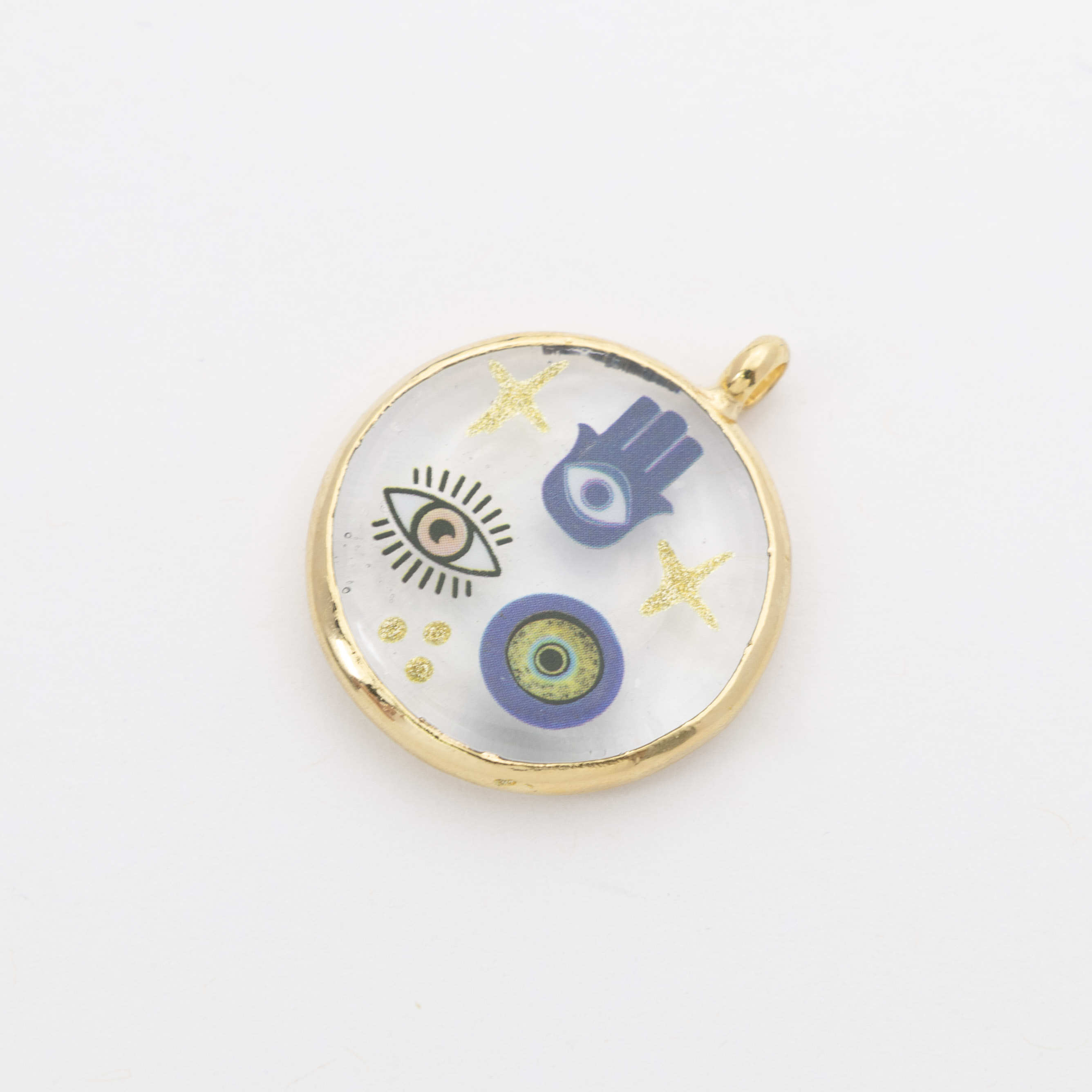 18287 Transparent Round Bizel with Several Eyes Pendant