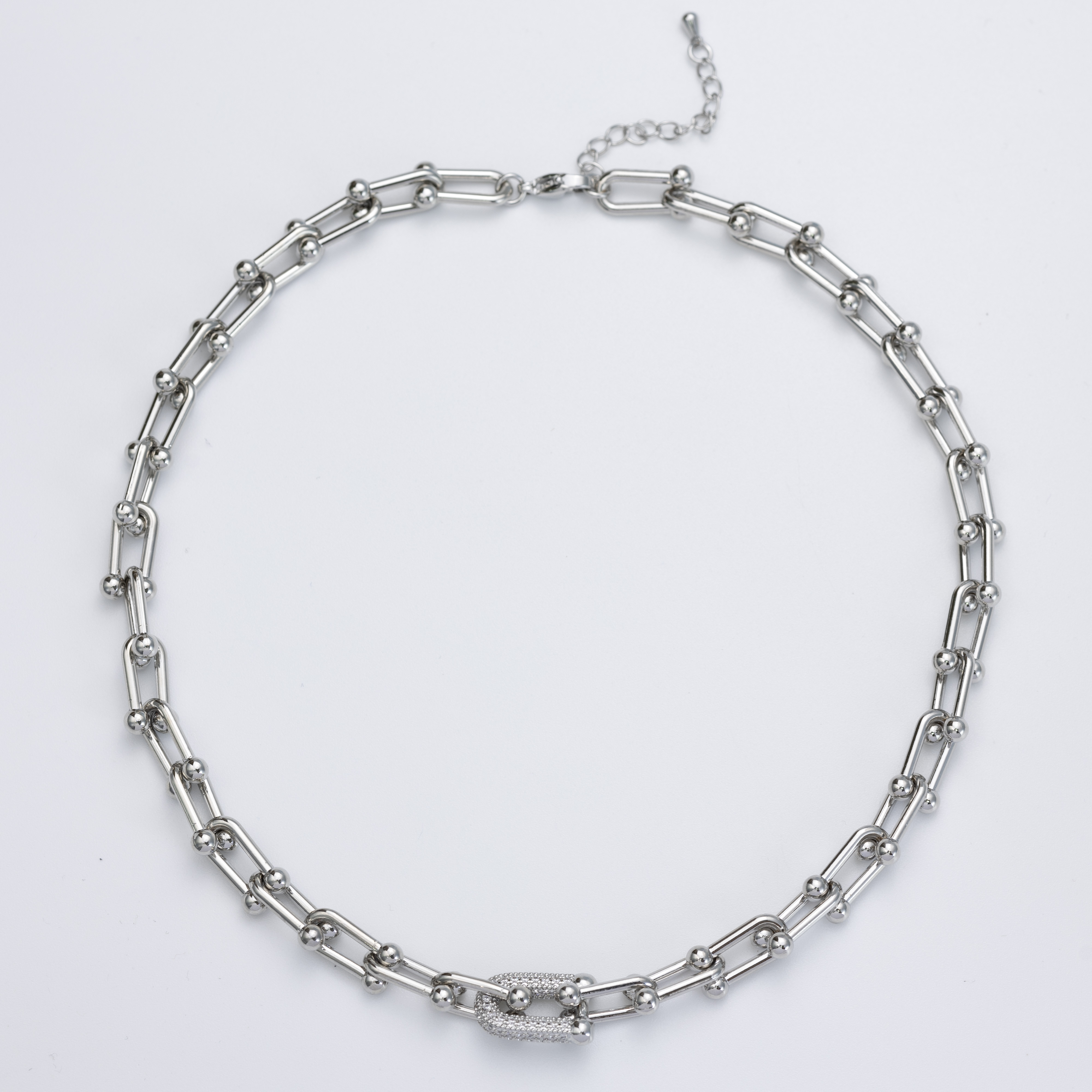 19469 Silver Charm Link Necklace 16"