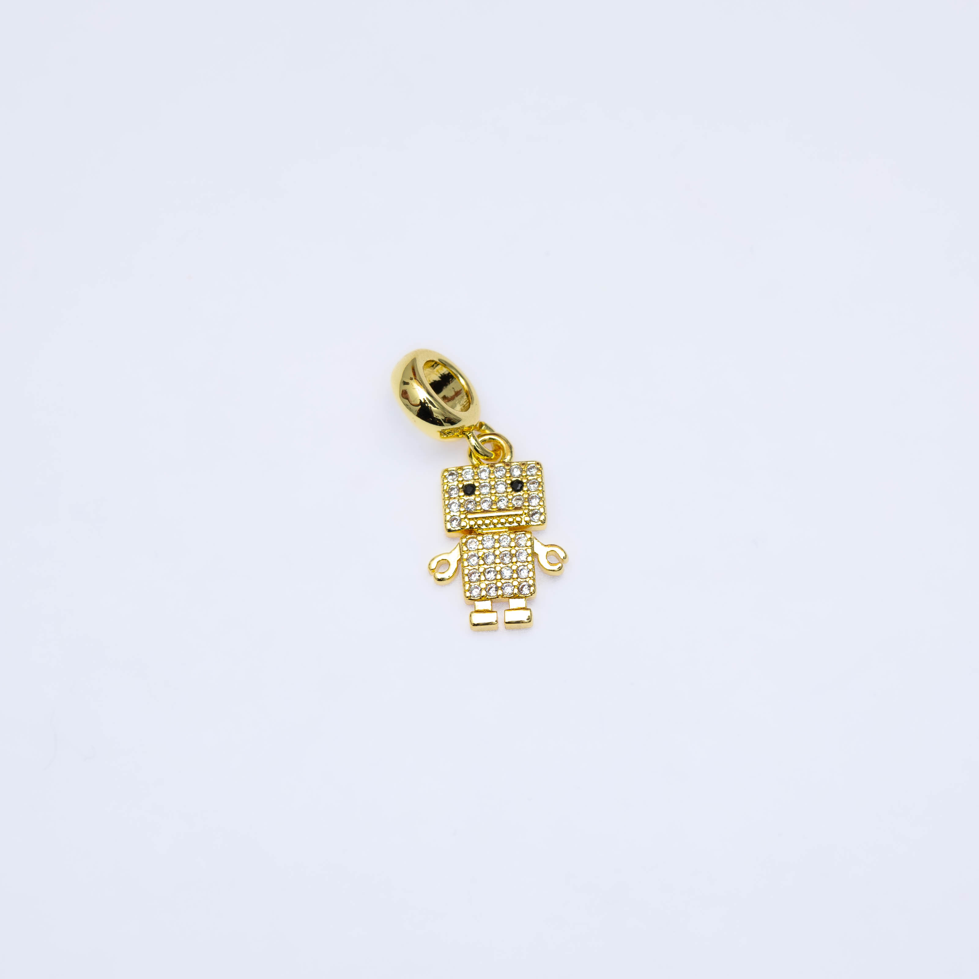 21643 Gold CZ Robot Charm Pendant