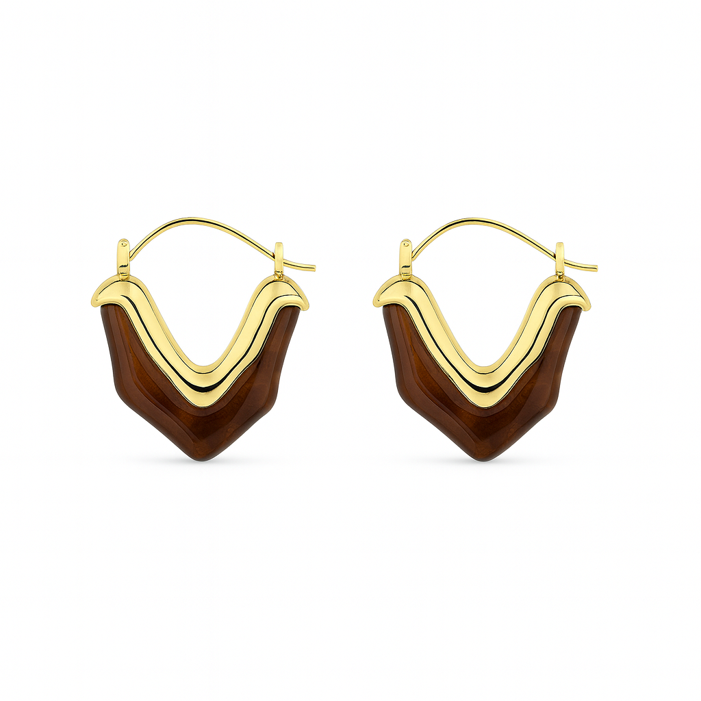 21325 V Earring Brown Resin