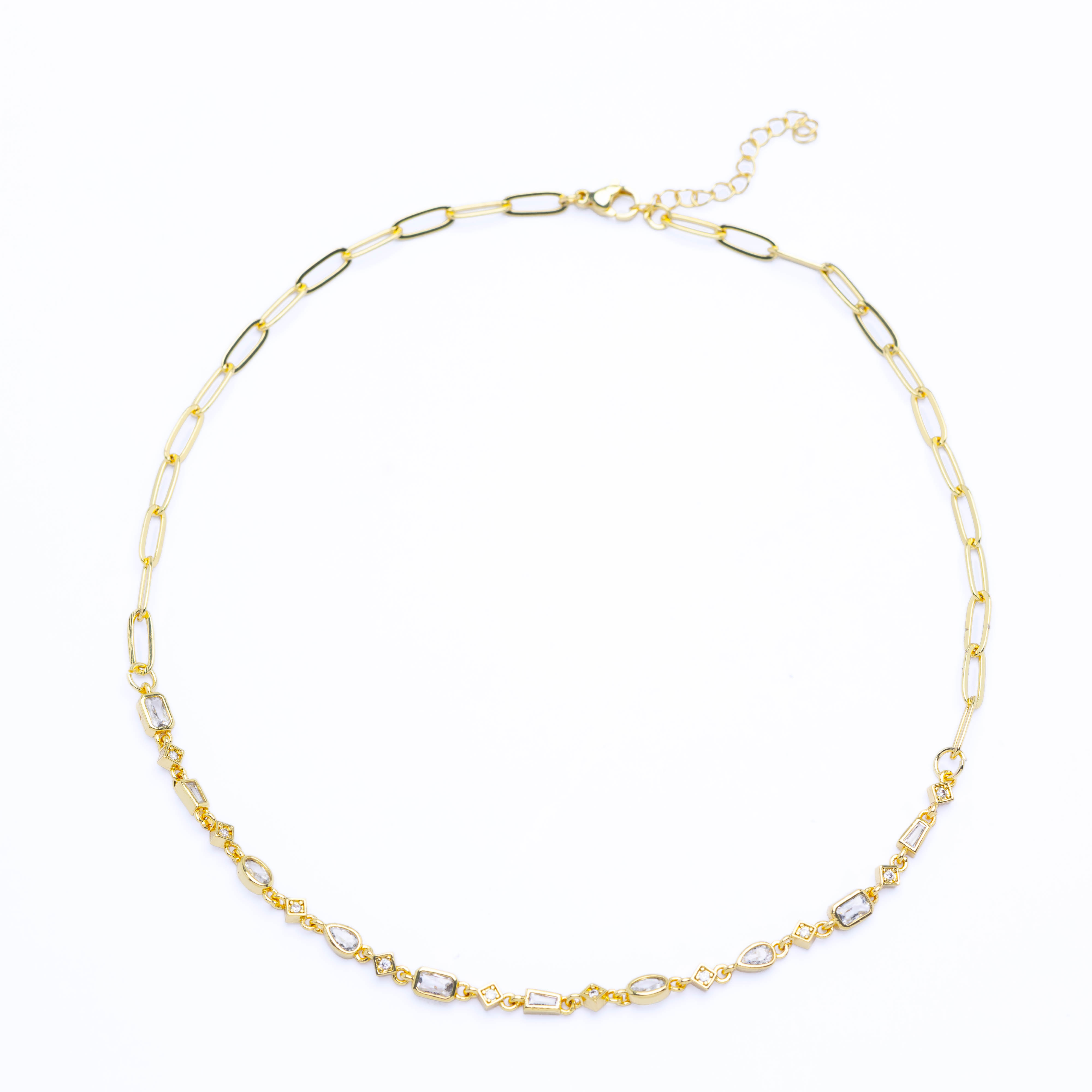 21360 Cadena 16" Dorada con Circonias Geométricas