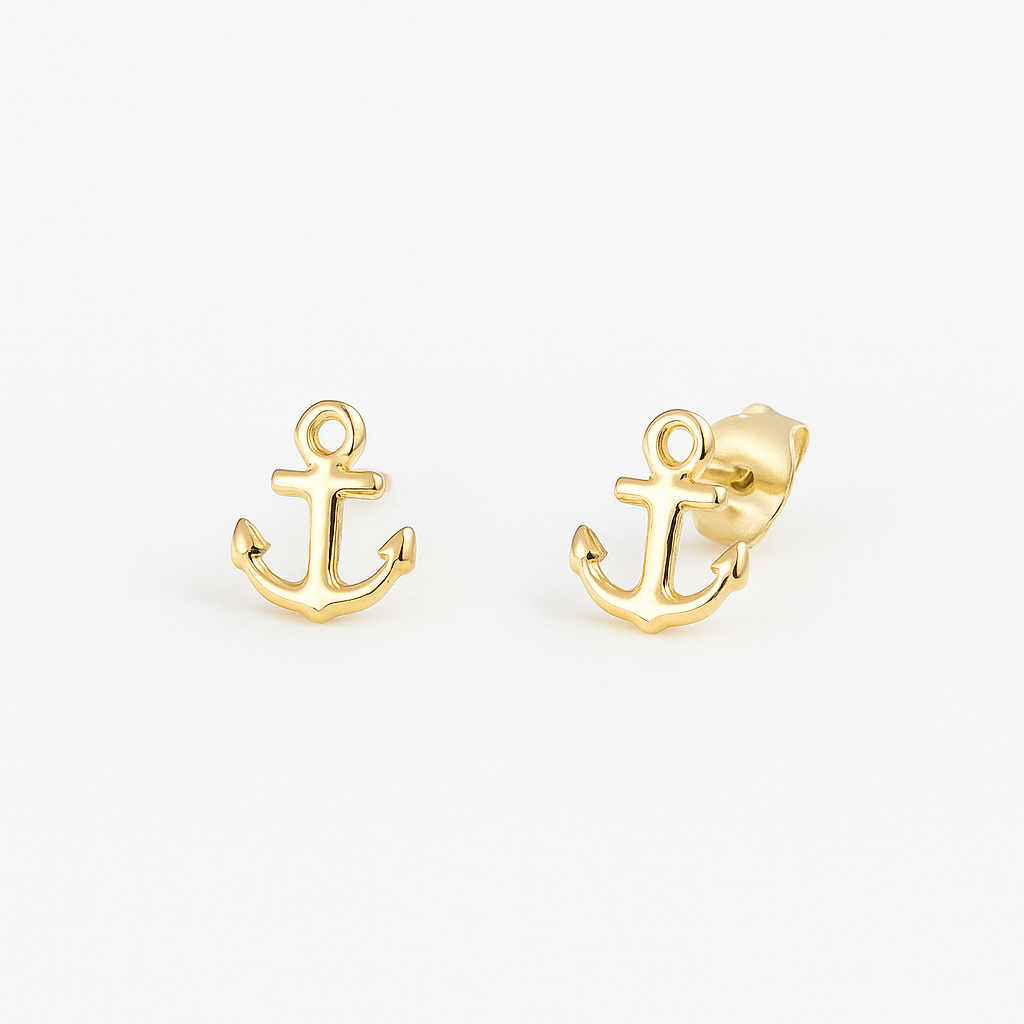 20917 Gold Anchor Stud Earrings
