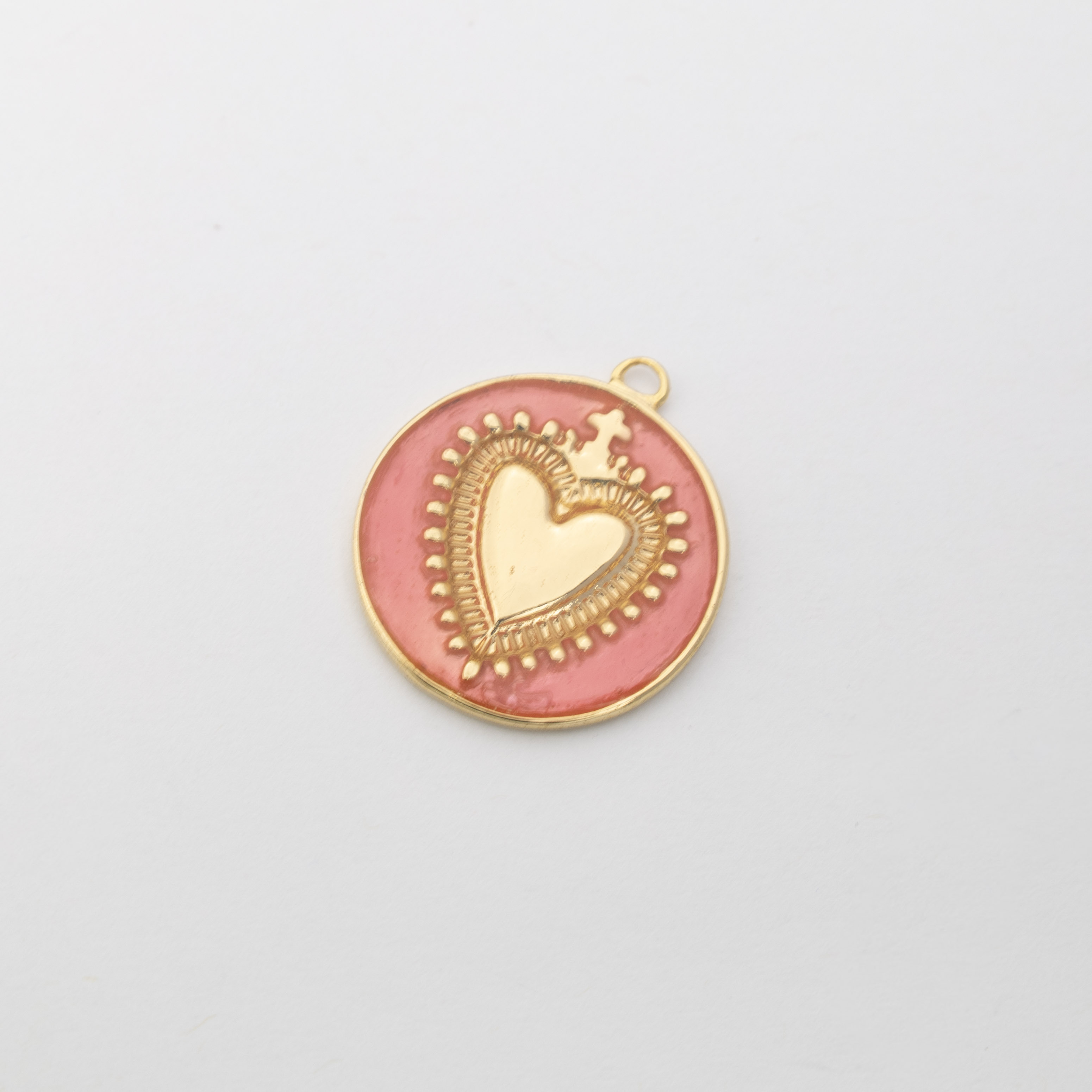 18299 Big Pink Bleeding Heart of Jesus Pendant  