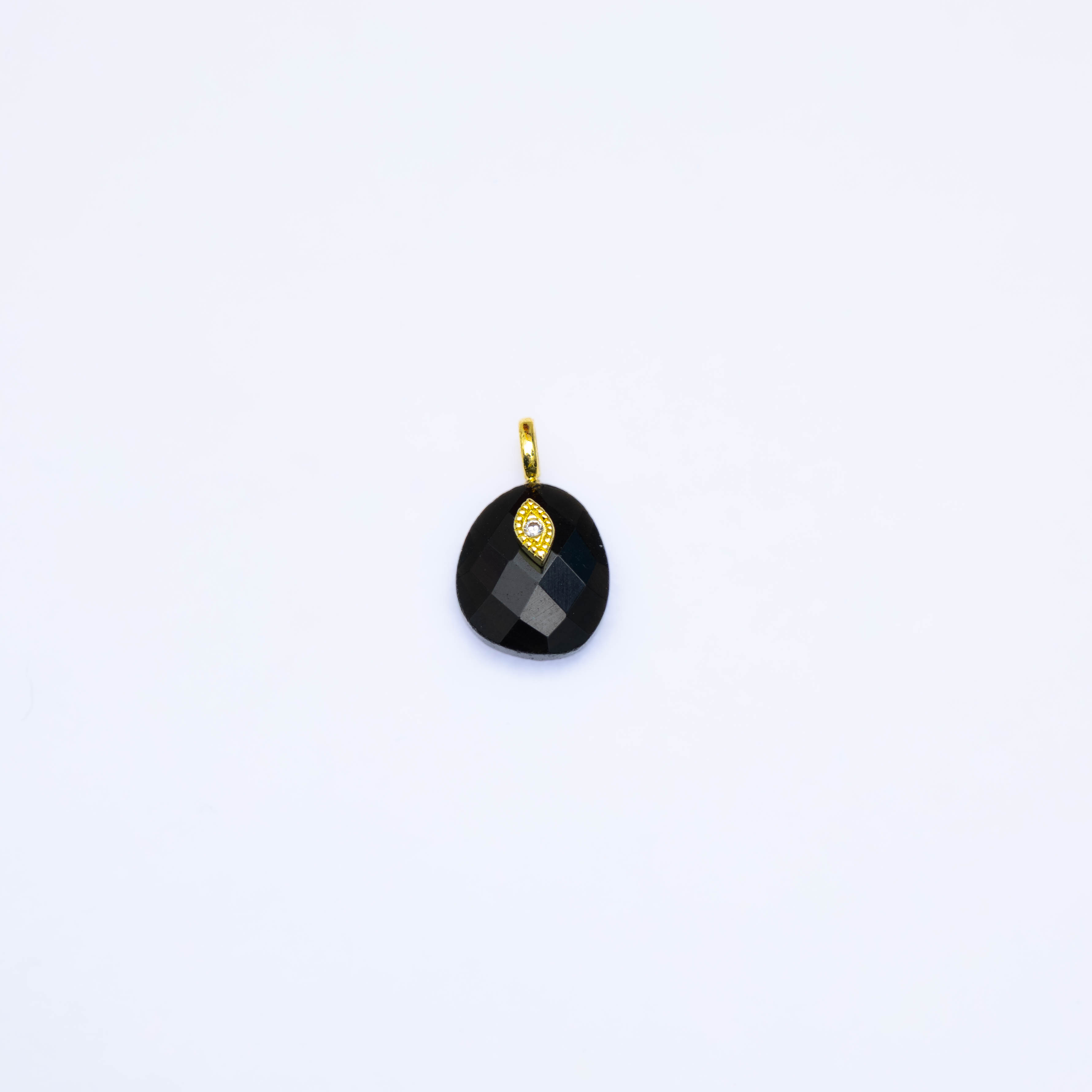 21409 Black Onyx Oval Pendant with CZ Evil Eye