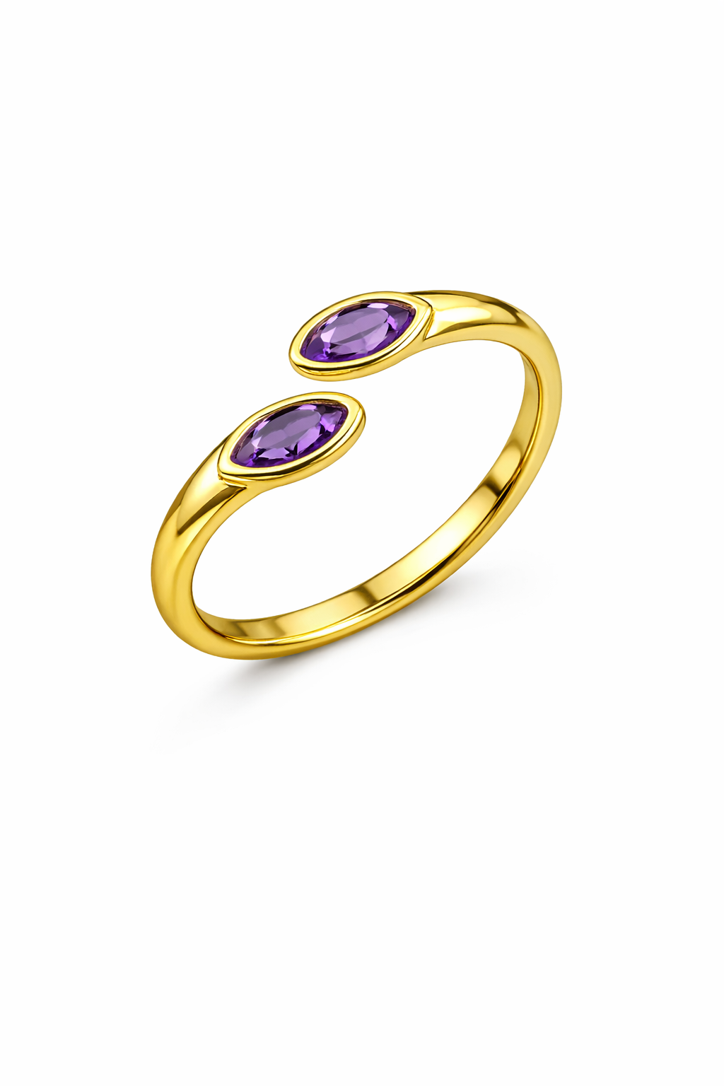 21741 Adjustable Ring with Double Oval Crystals Lilac