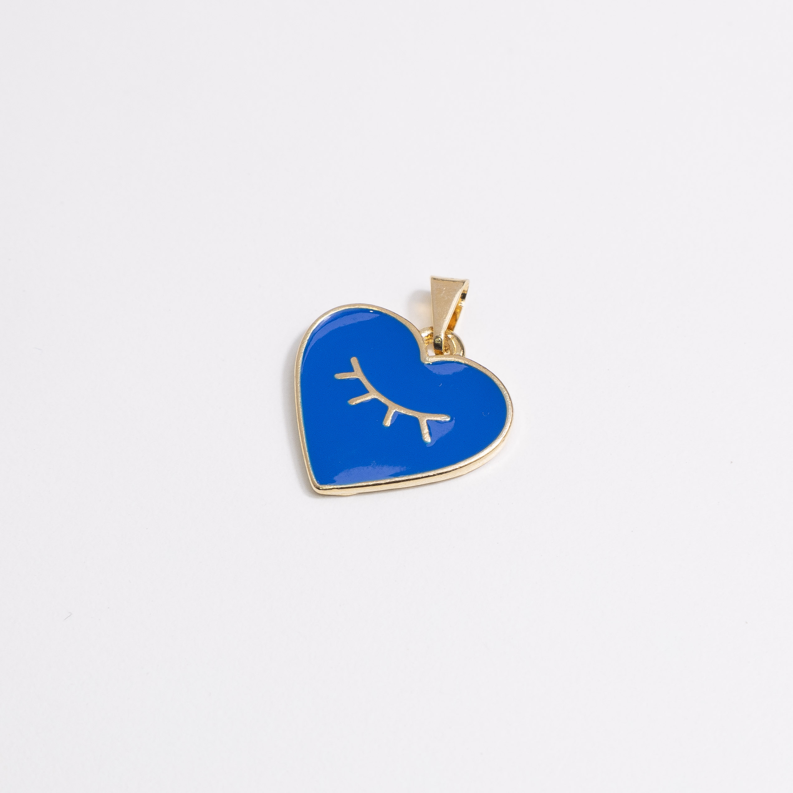10647 Blue Heart with Eyelashes Pendant