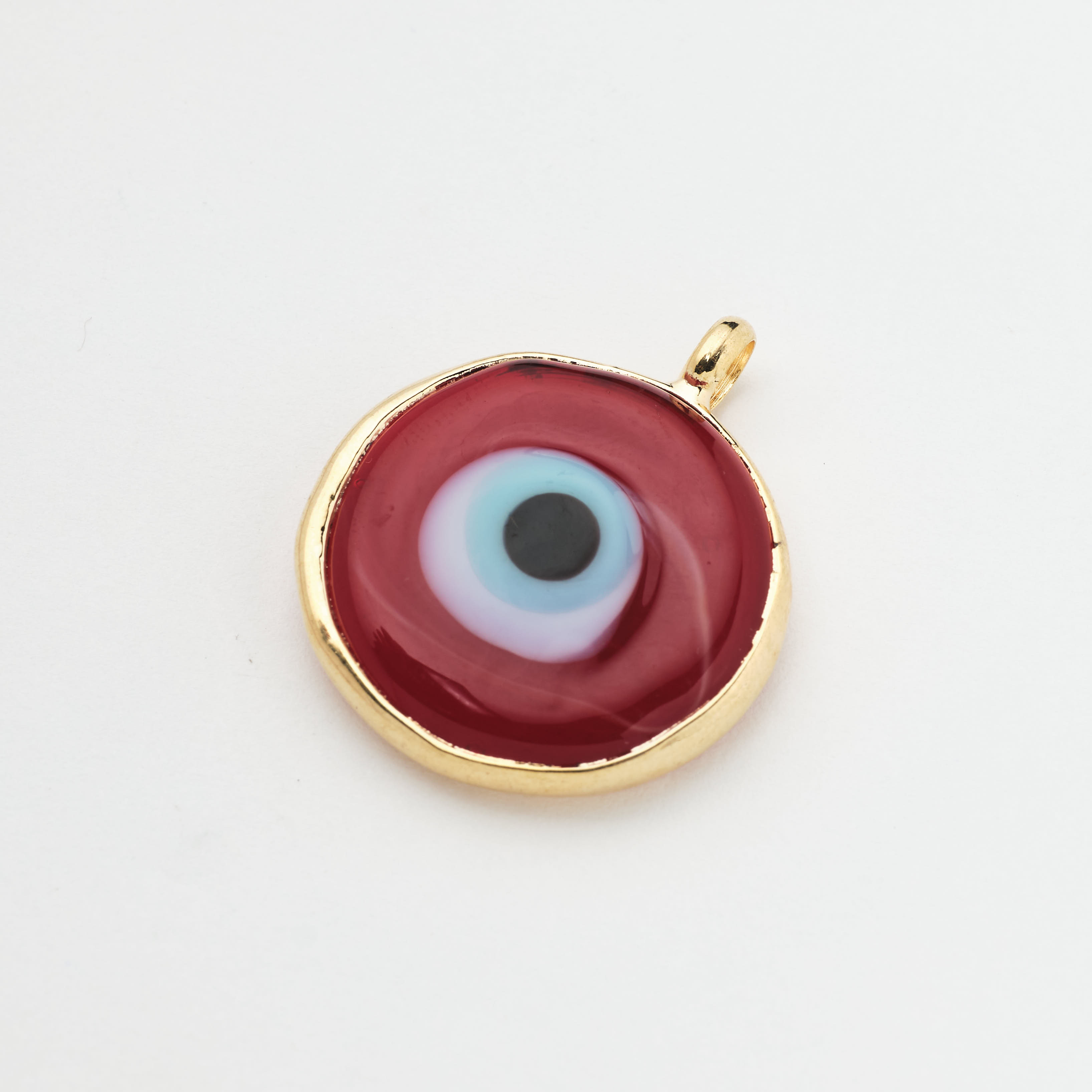 10054 Dark Red Eye Round Bizel Charm
