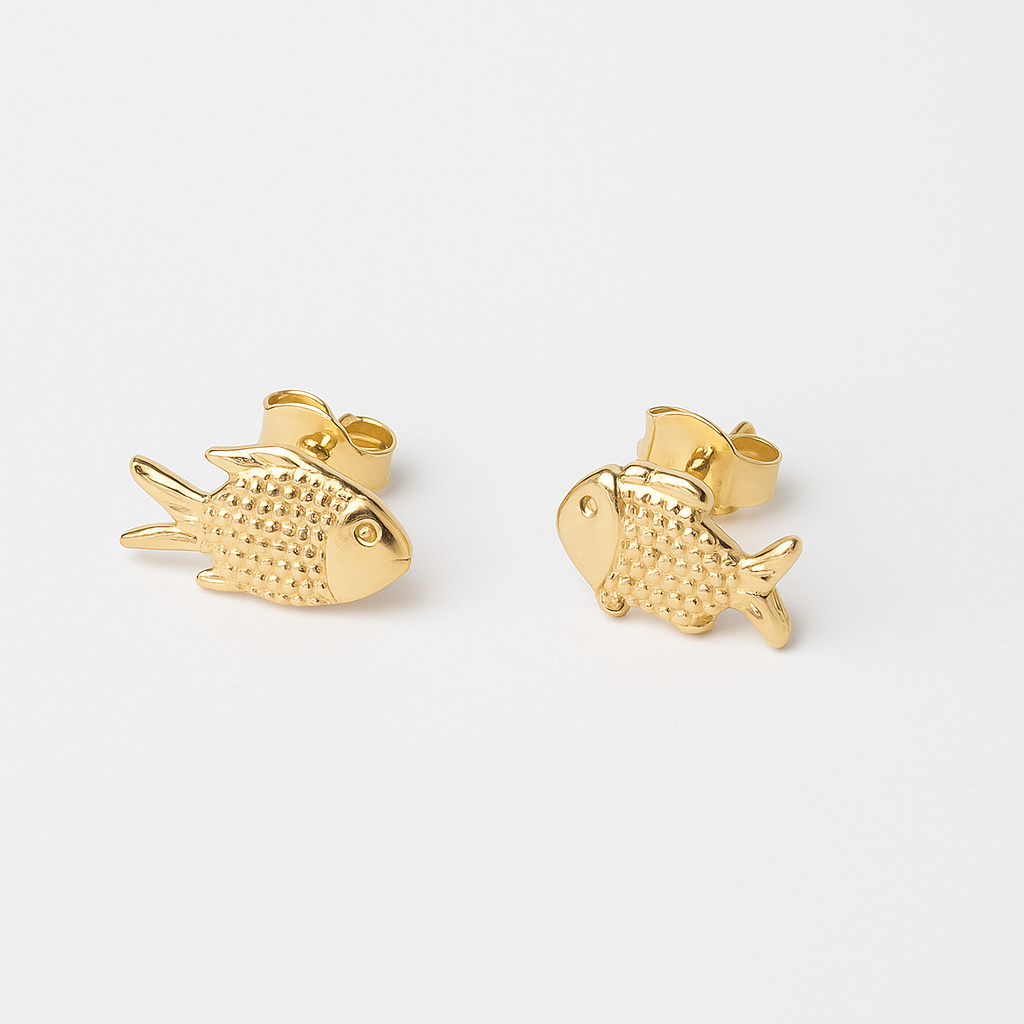 20900 Gold Fish-Shaped Stud Earrings