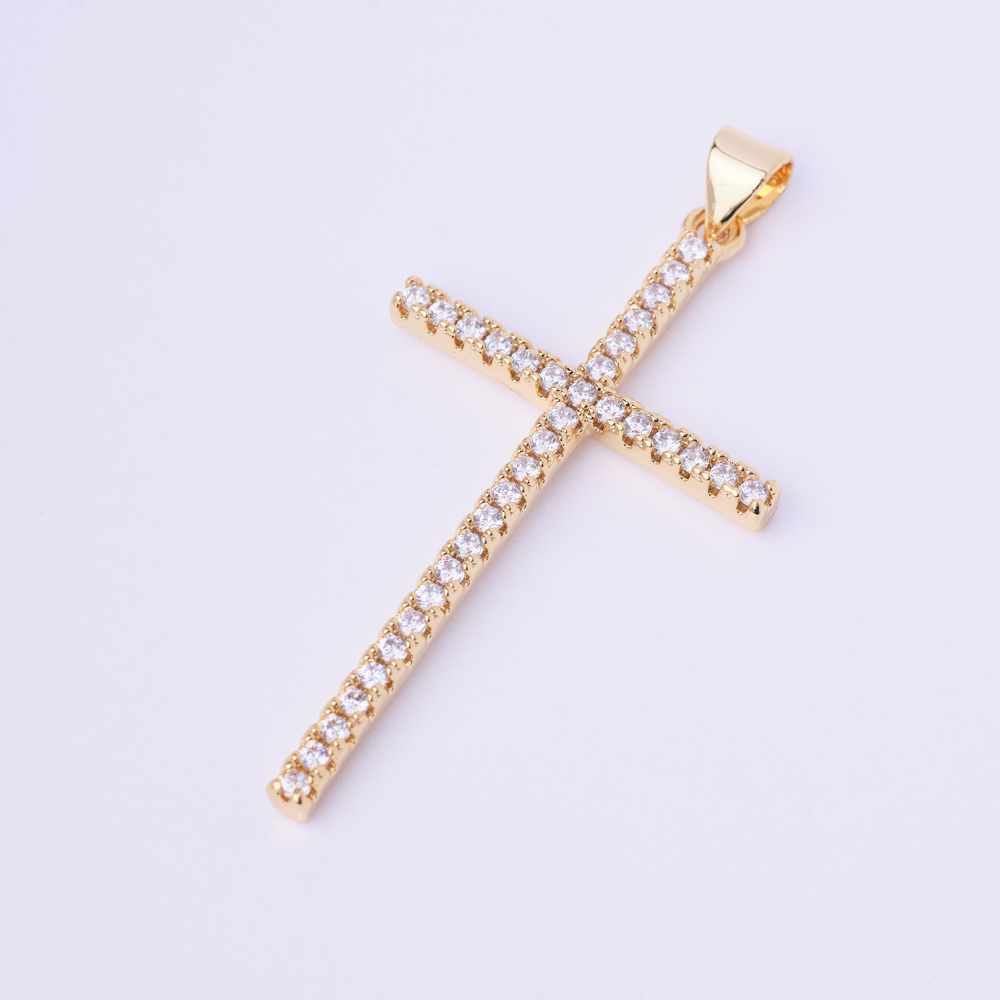 18817 Gold Cross With Crystal Clear Pendant