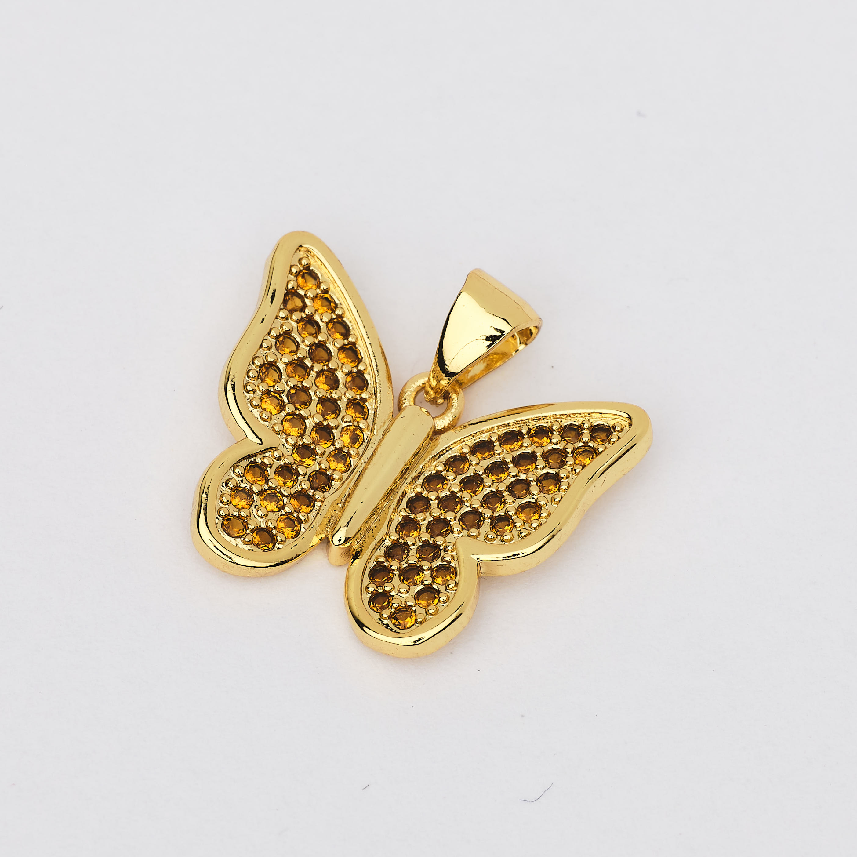 13161 Yellow Crystals Butterfly Pendant