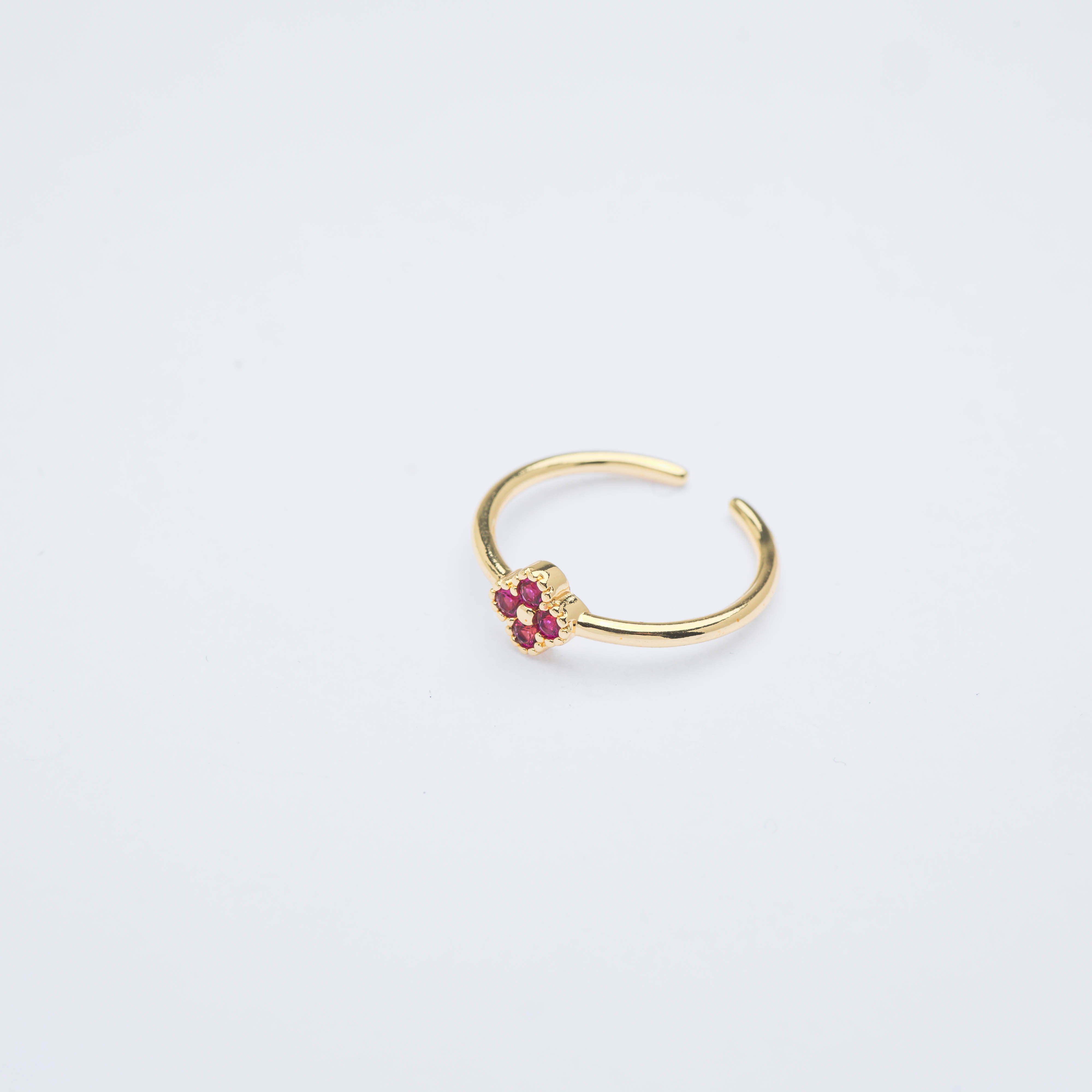 21748  Fucsia Clover Ring with Crystals