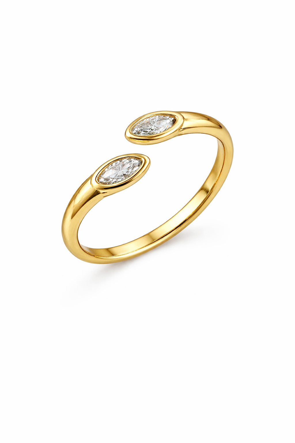 21740 Adjustable Ring with Double Oval Crystals Clear,