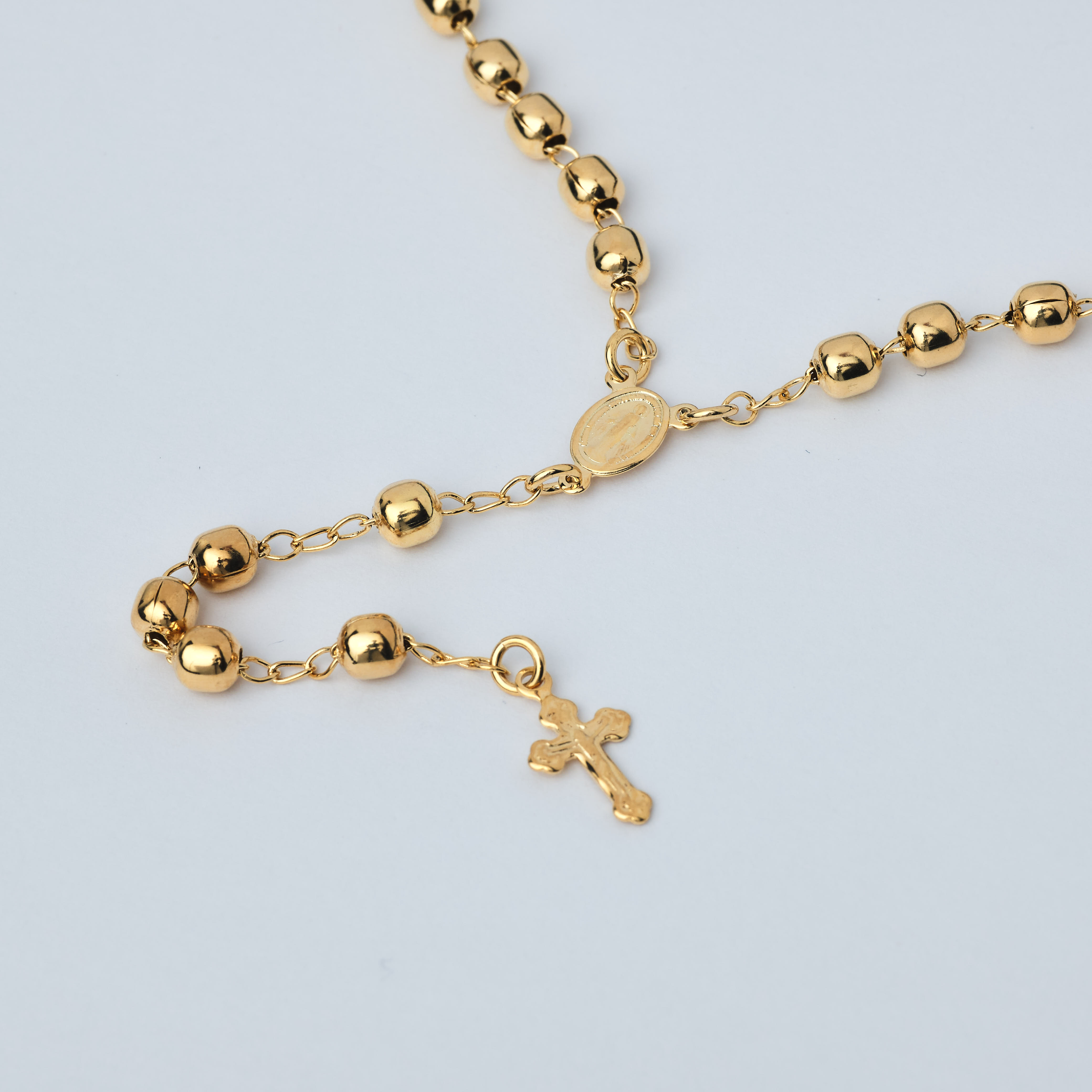 14611 18" 4.5mm Gold Beads Rosary 