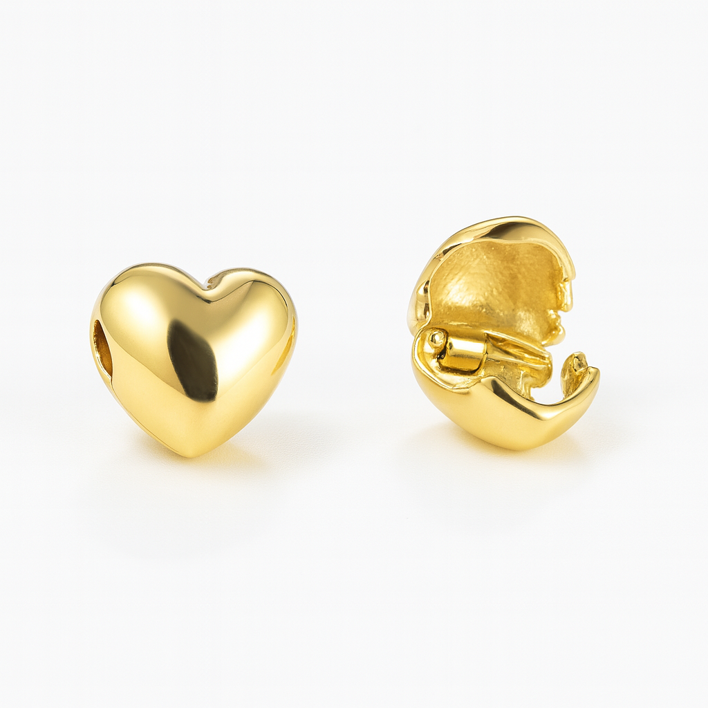 21371 Gold Heart Slider Clasps
