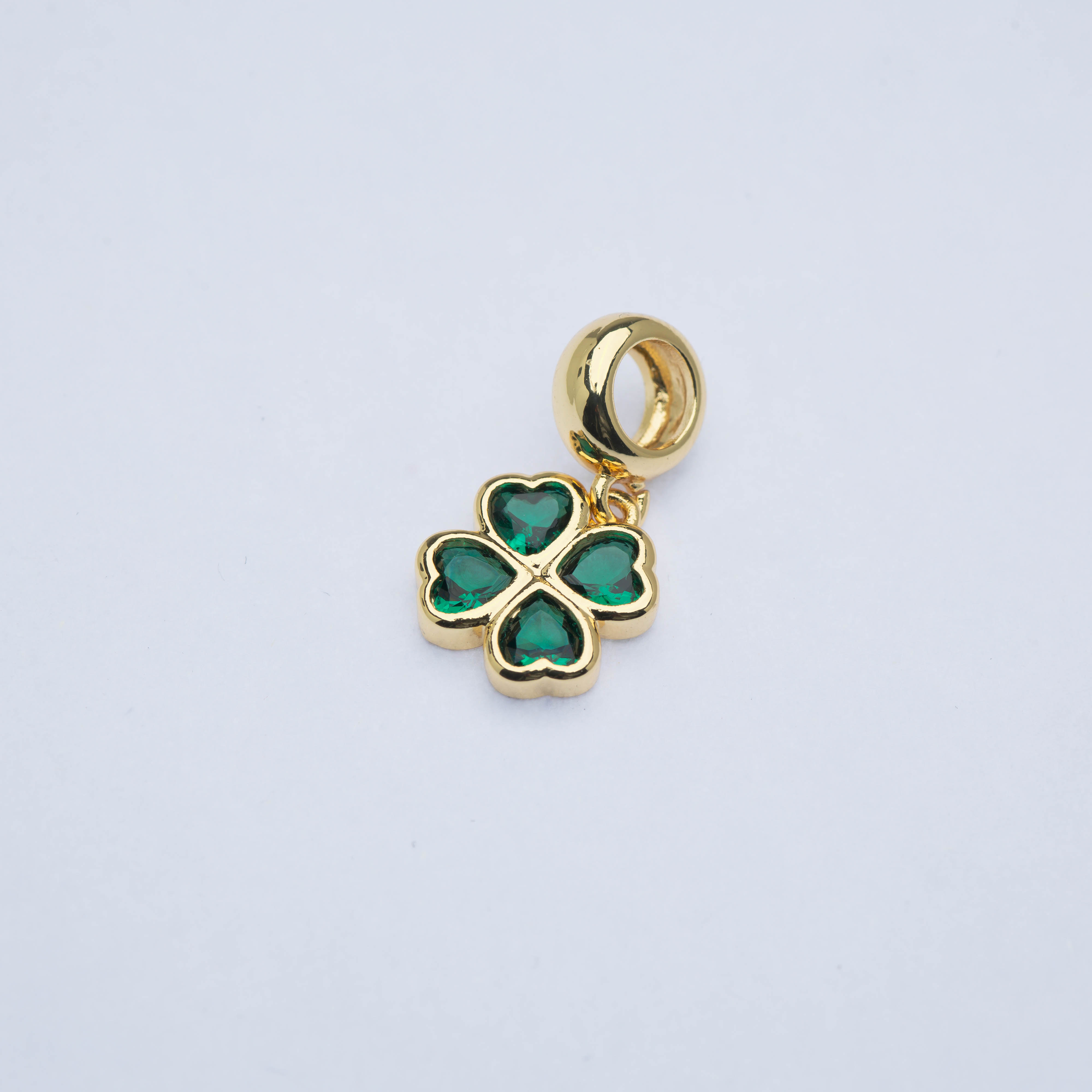 21893 Four Leaf Clover Charm with Cubic Zirconia Green