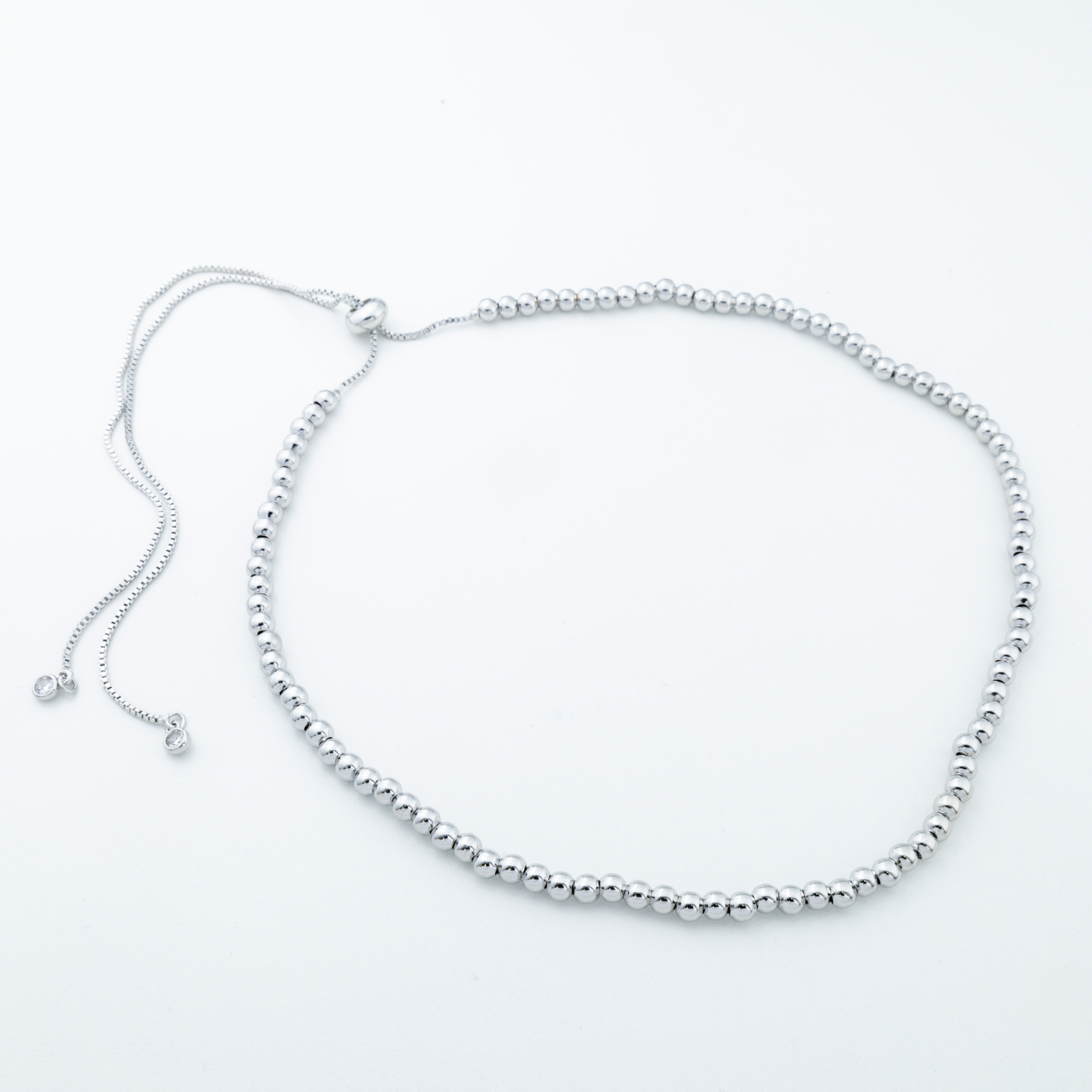 18885 4mm Silver Bead Adjustable Chain