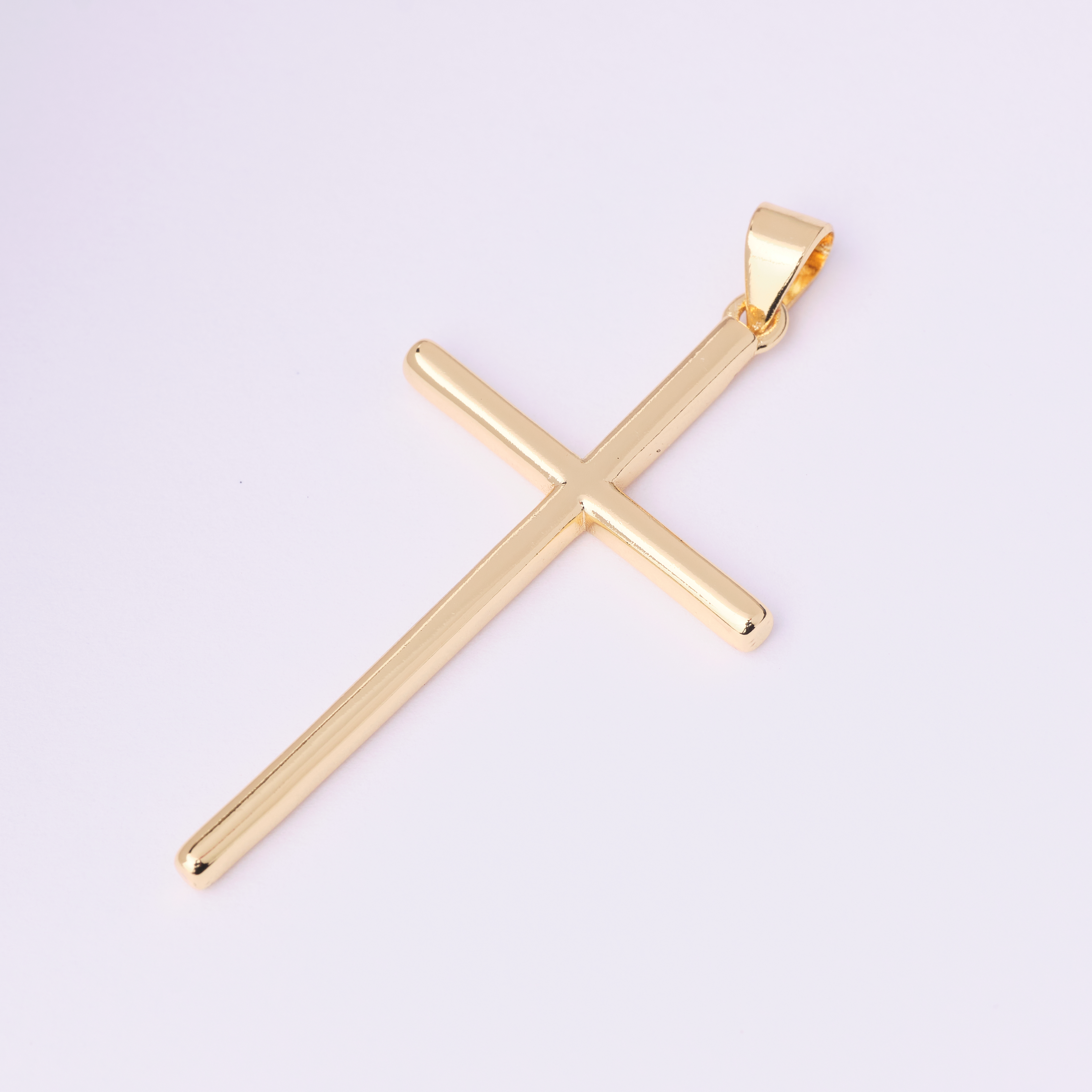 18816 Gold Modern Cross Pendant 40x22mm