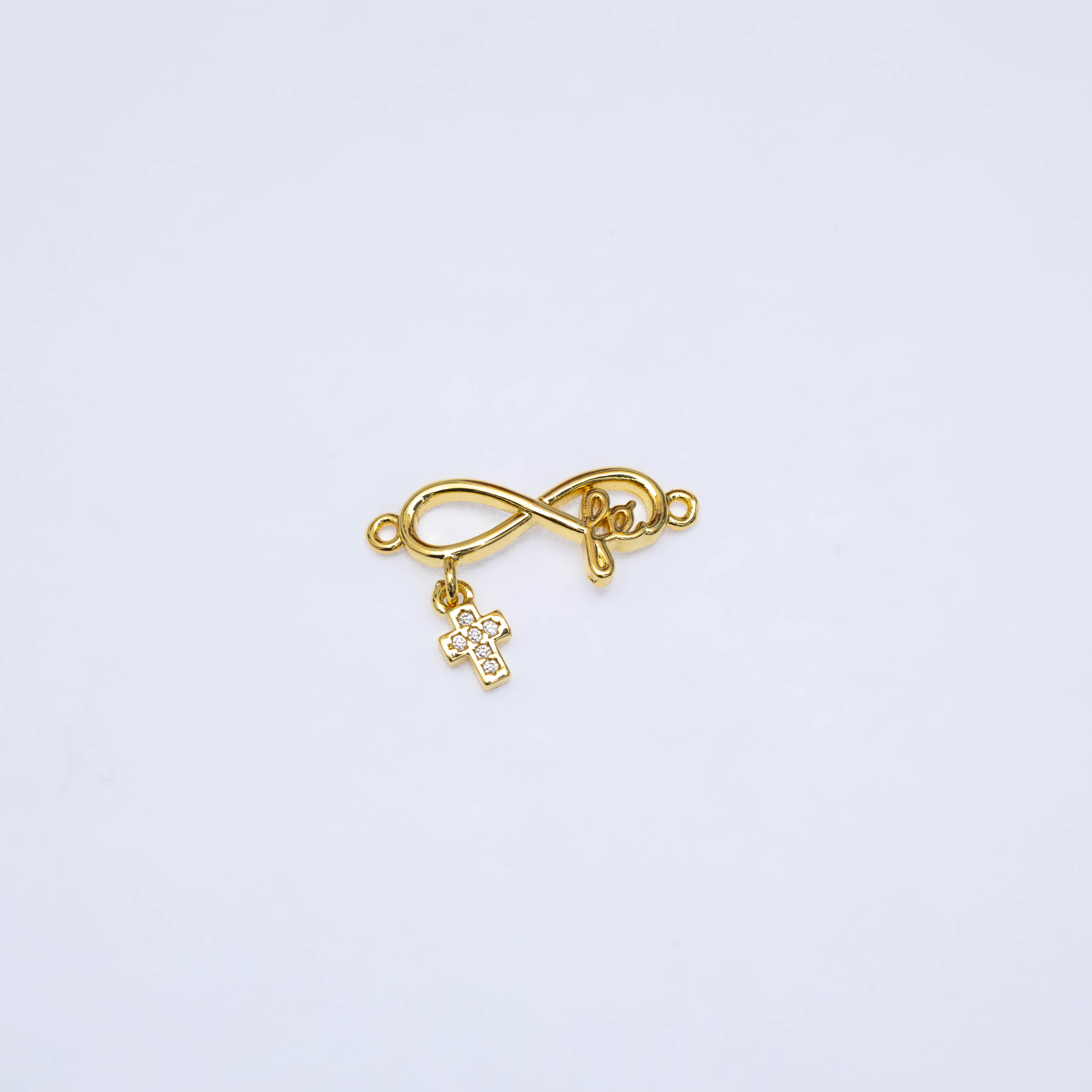 21644 Gold “Fe” Infinity Connector with Cross