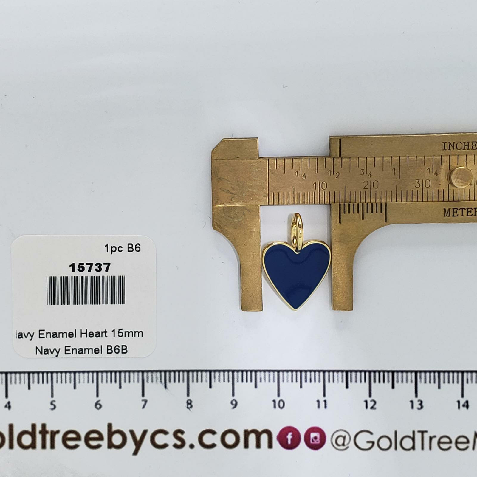 15737 15mm Navy Enamel Heart Pendant 