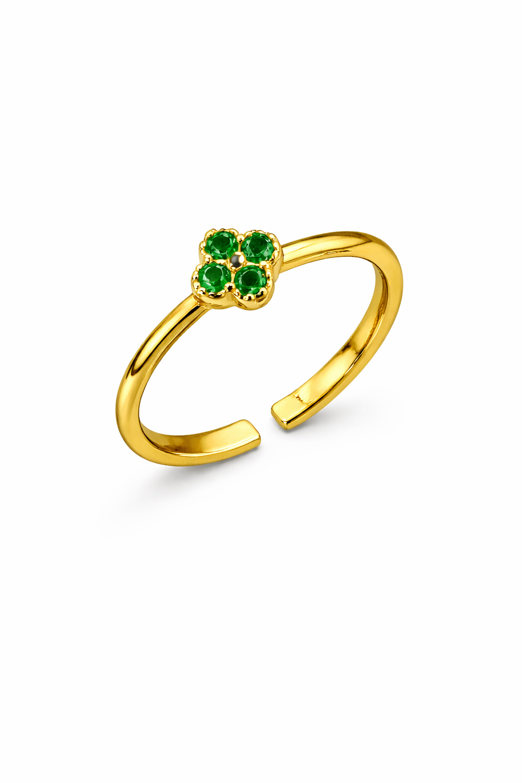 21747 Green Clover Ring with Crystals