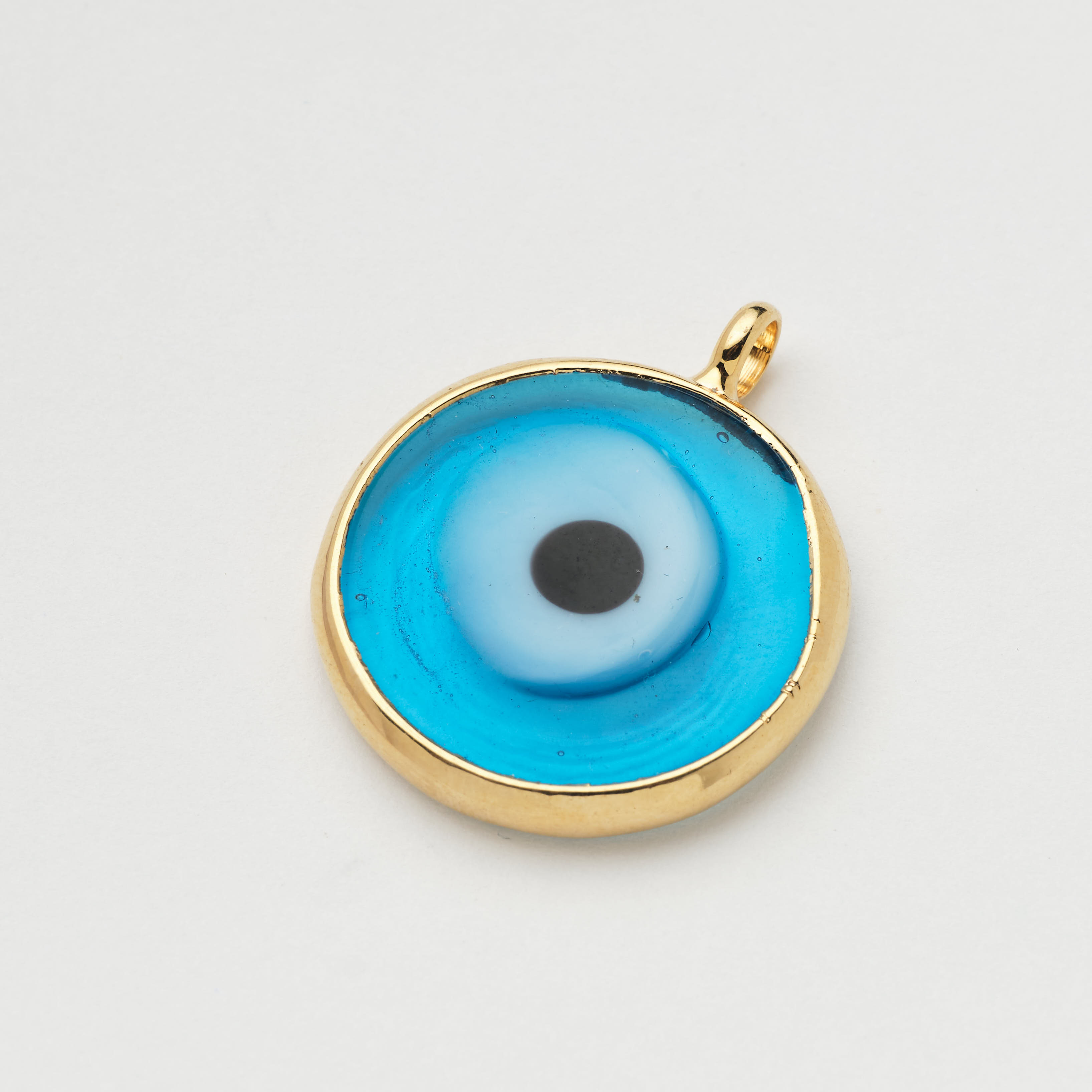 16956 Blue Eye Round Bizel Charm 25mm