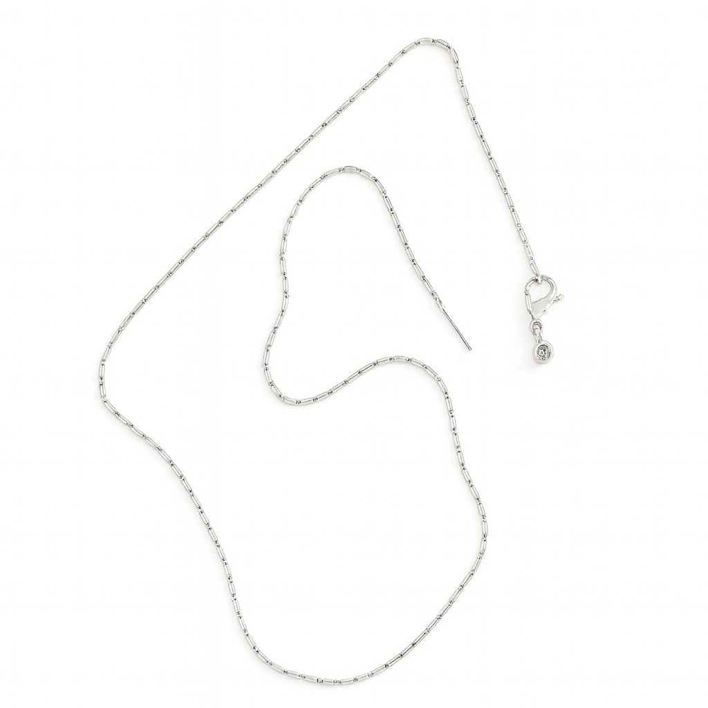 21527 19" Adjustable Silver Chain with Sliding Bar 
