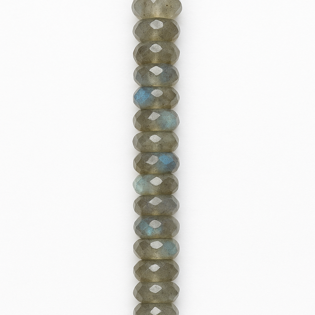 21286 Faceted Labradorite Rondelle Strand 8mm