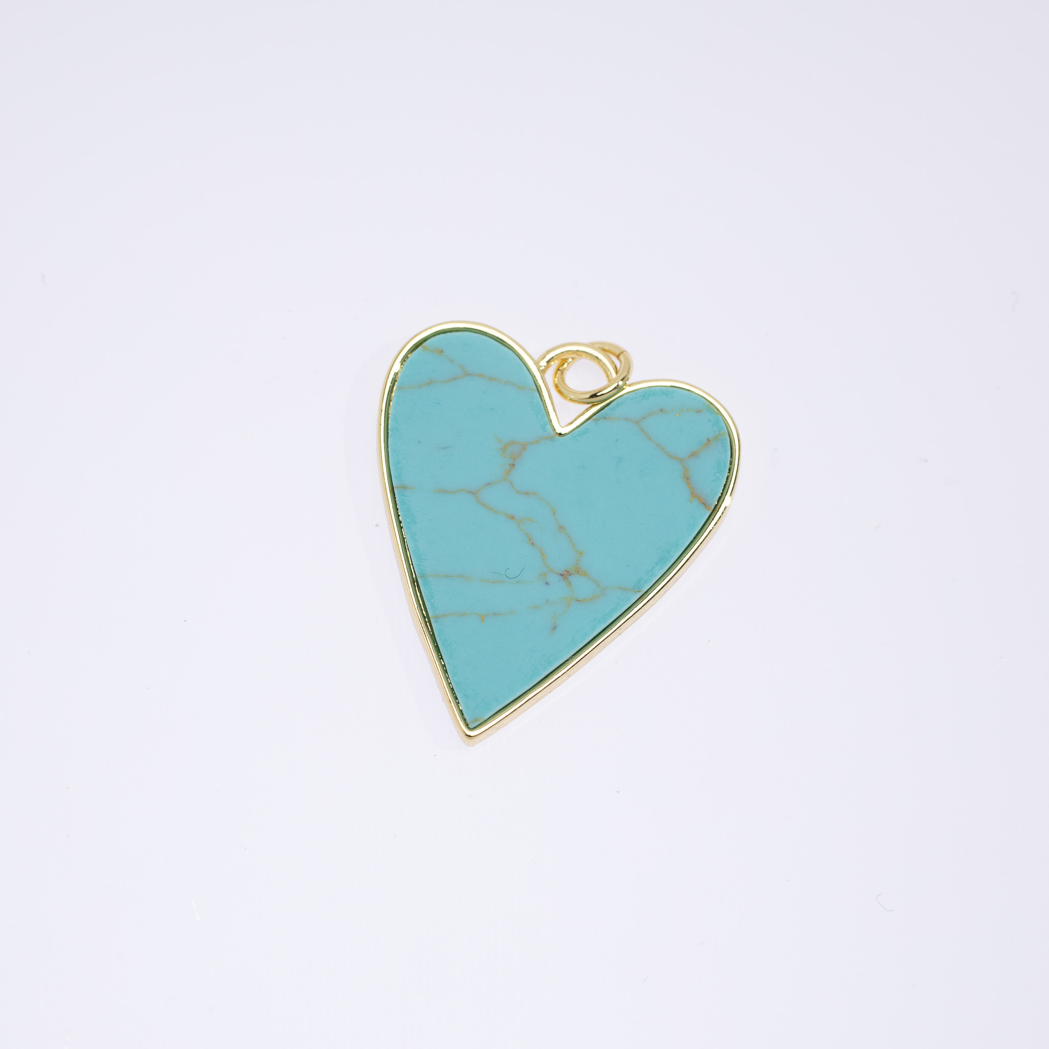 20623 Turquoise Heart Pendant with Gold Trim