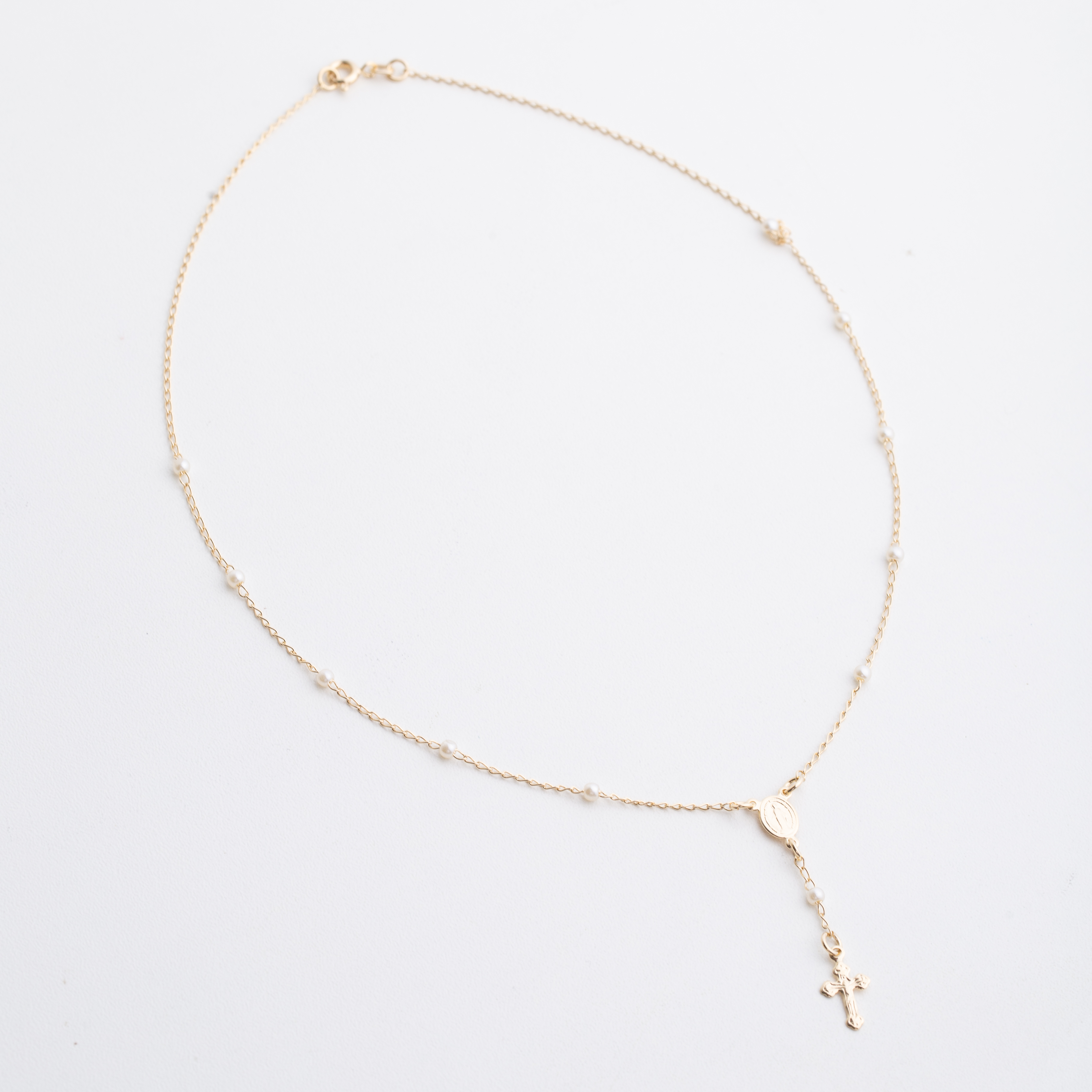 14345 17" 3mm Pearls Gold Denarius