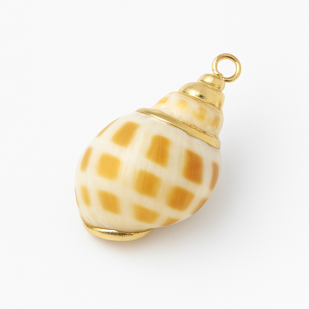 21060 White Shell Pendant with Golden Details