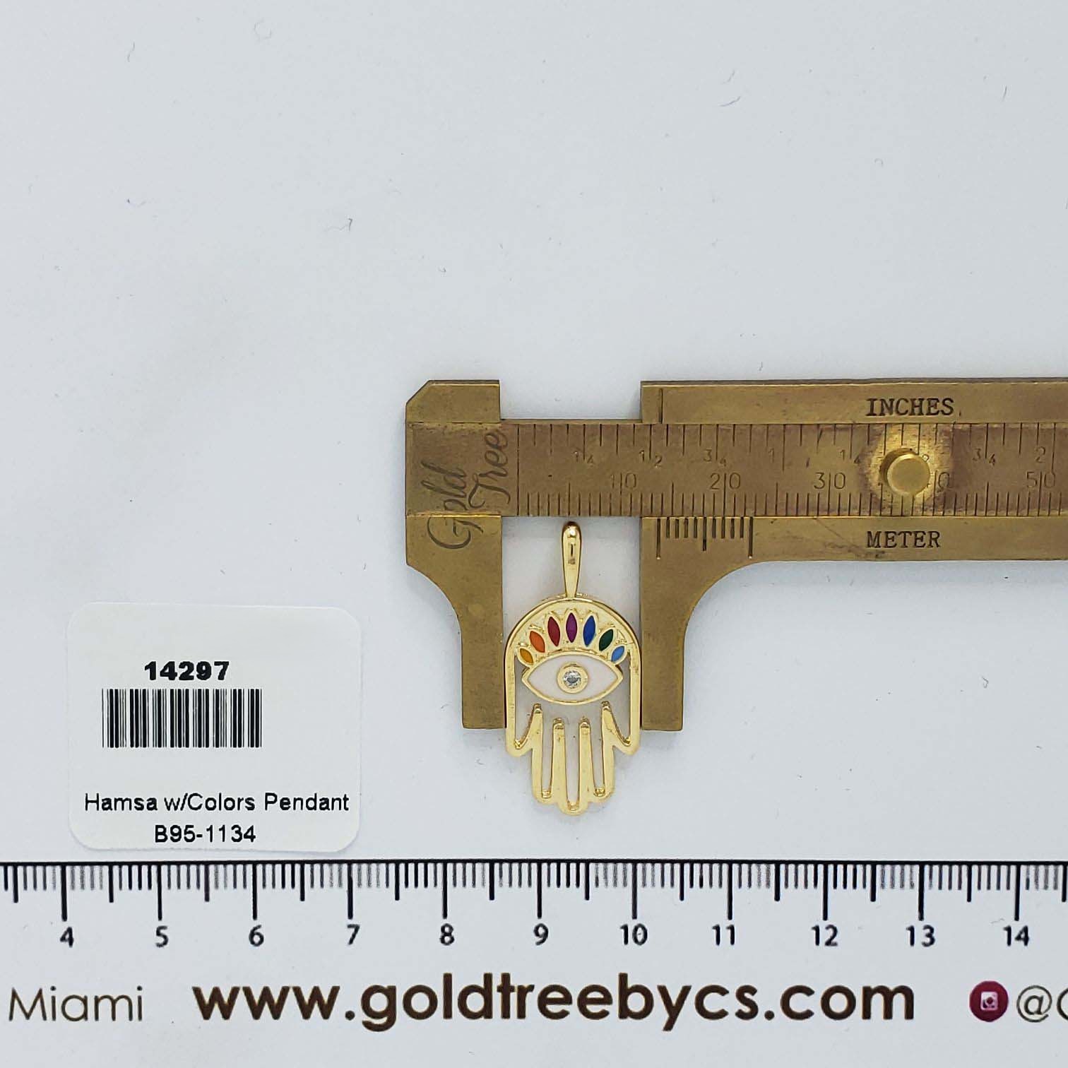 14297 Colorful Hamsa Amulet Pendant