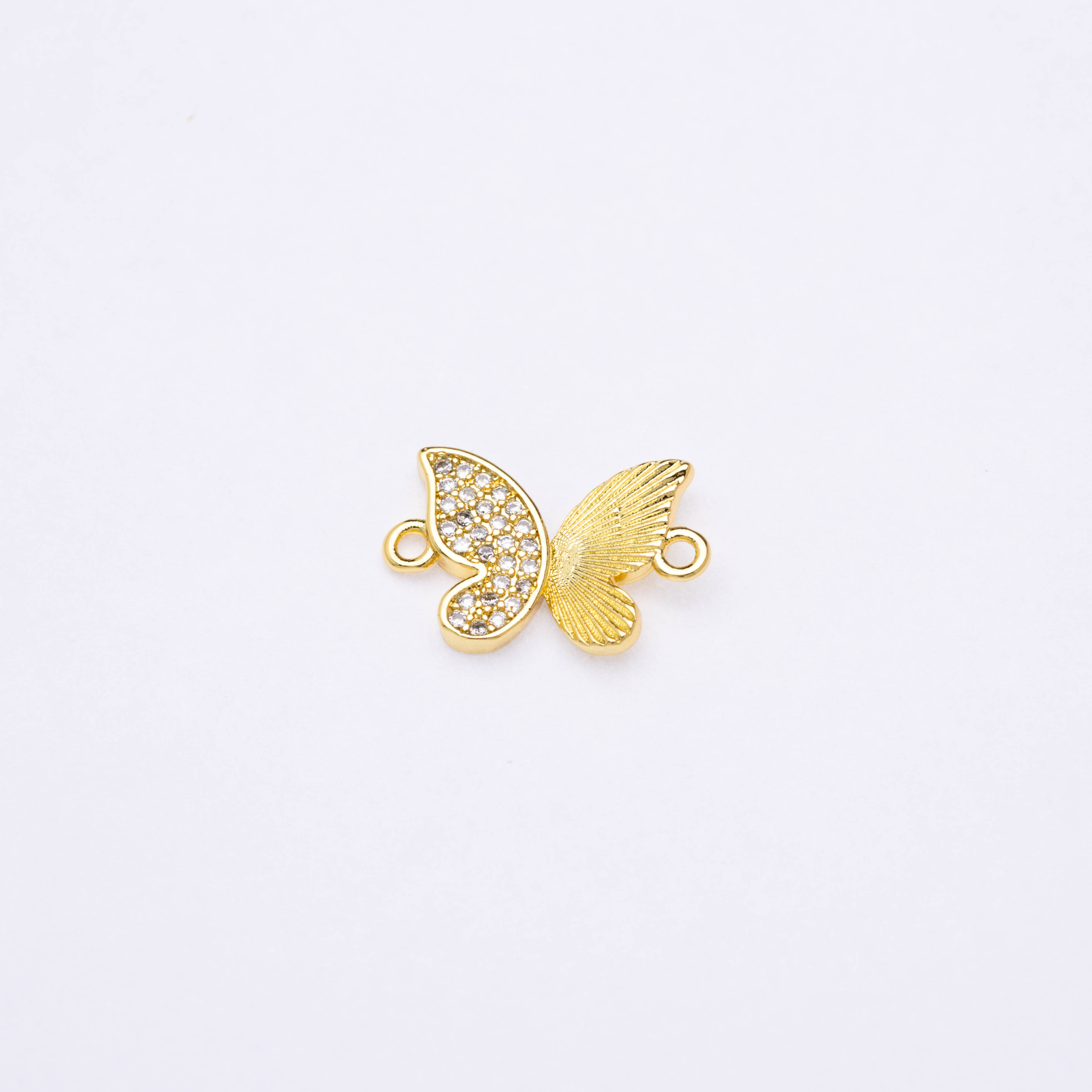 20679 Butterfly Connector with Crystals and Textured Gold