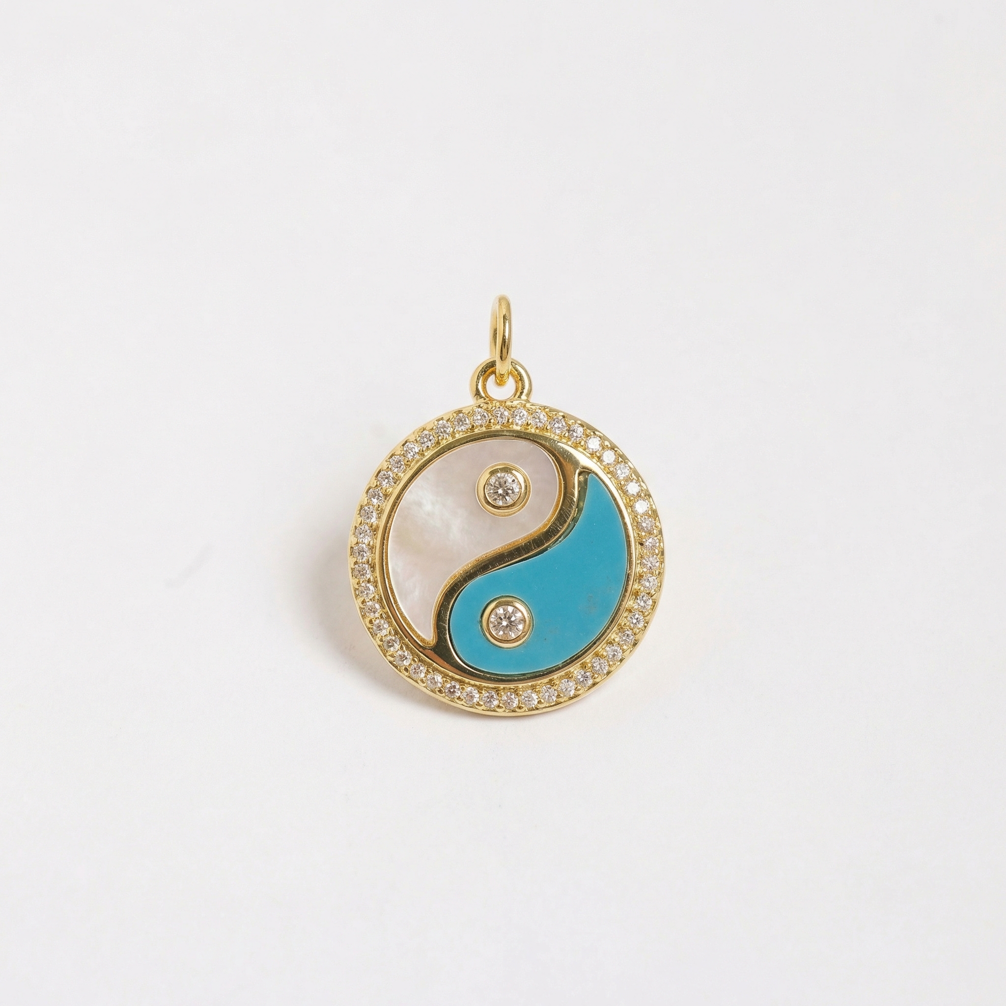21970 Yin Yang Charm with Turquoise Enamel and Pearl