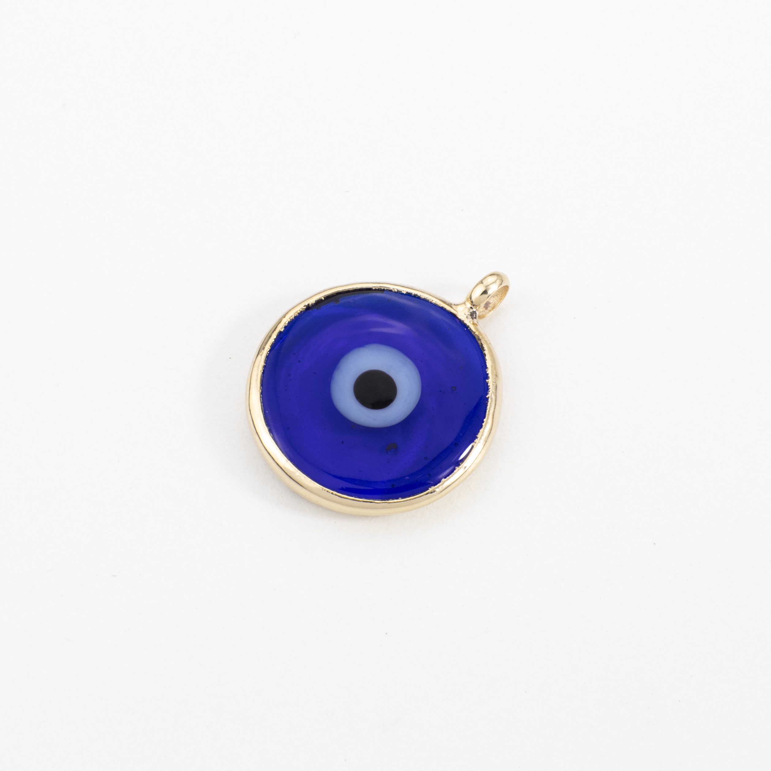 9495 Blue and White Eye Round Bizel Charm 20mm