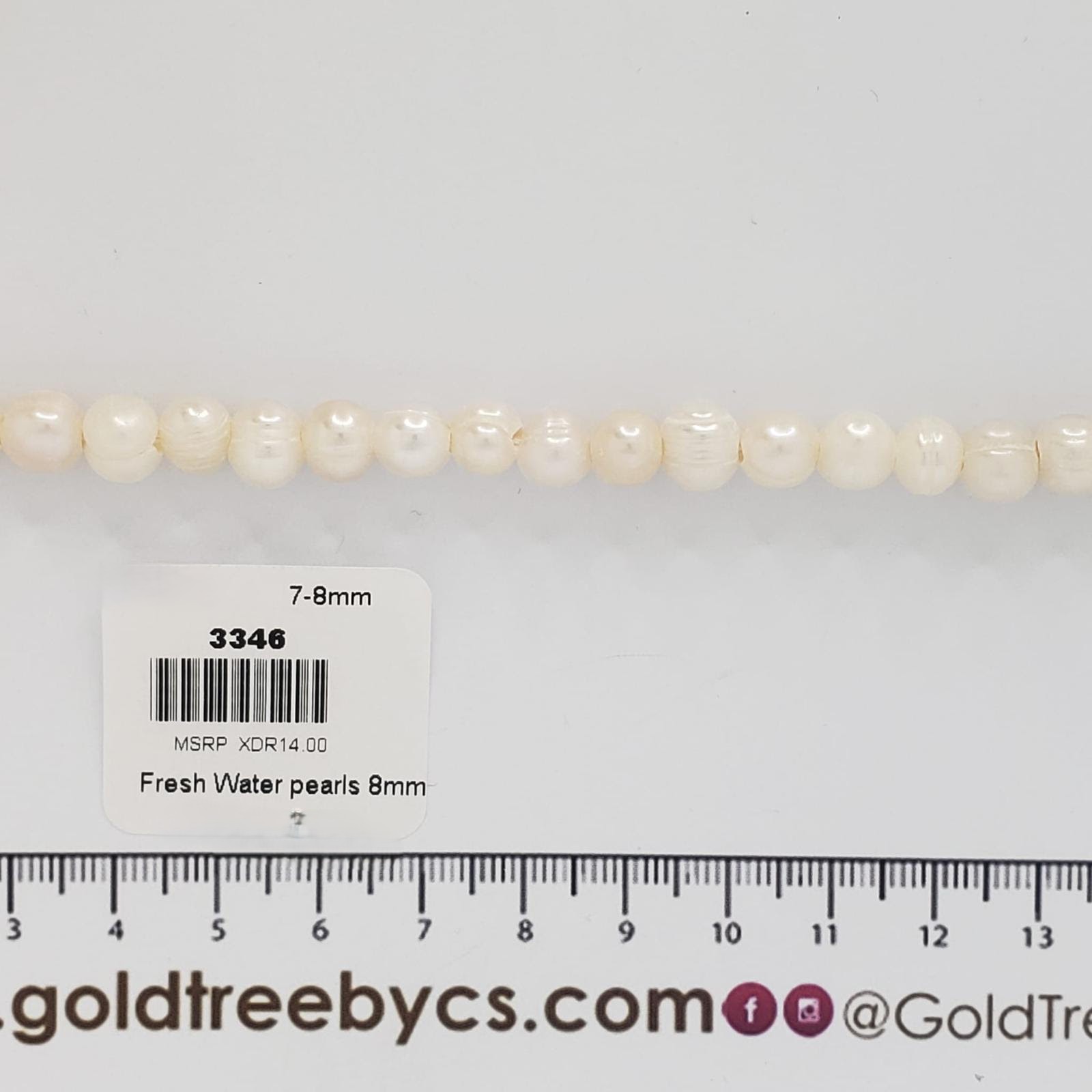 3346 Fresh Water pearls 8mm Small Hole 