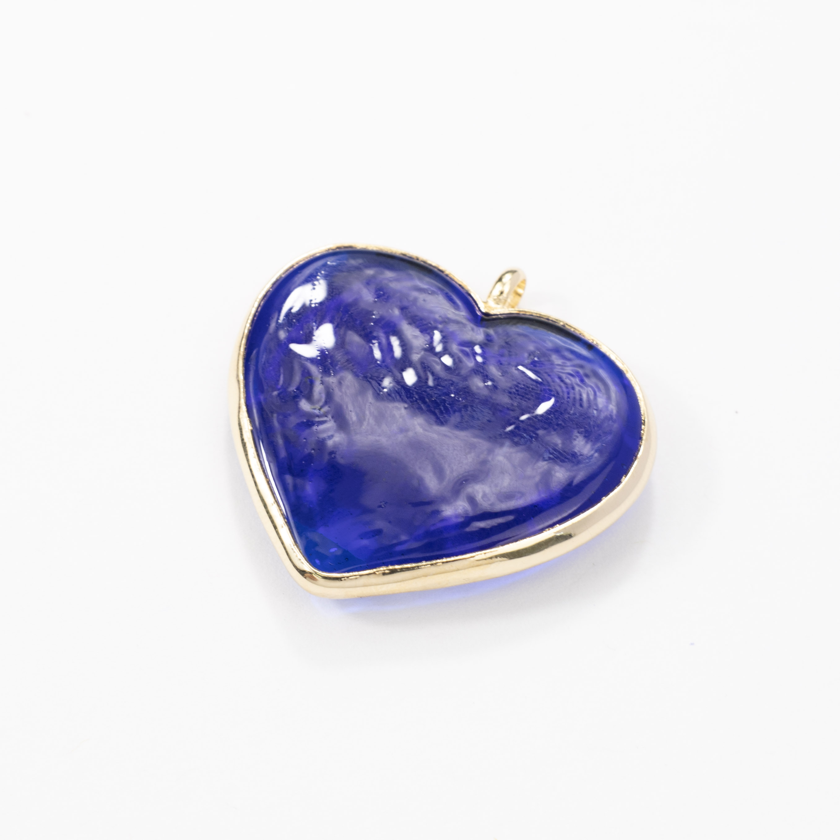 18310  Dark Blue Heart Bizel Charm 35mm