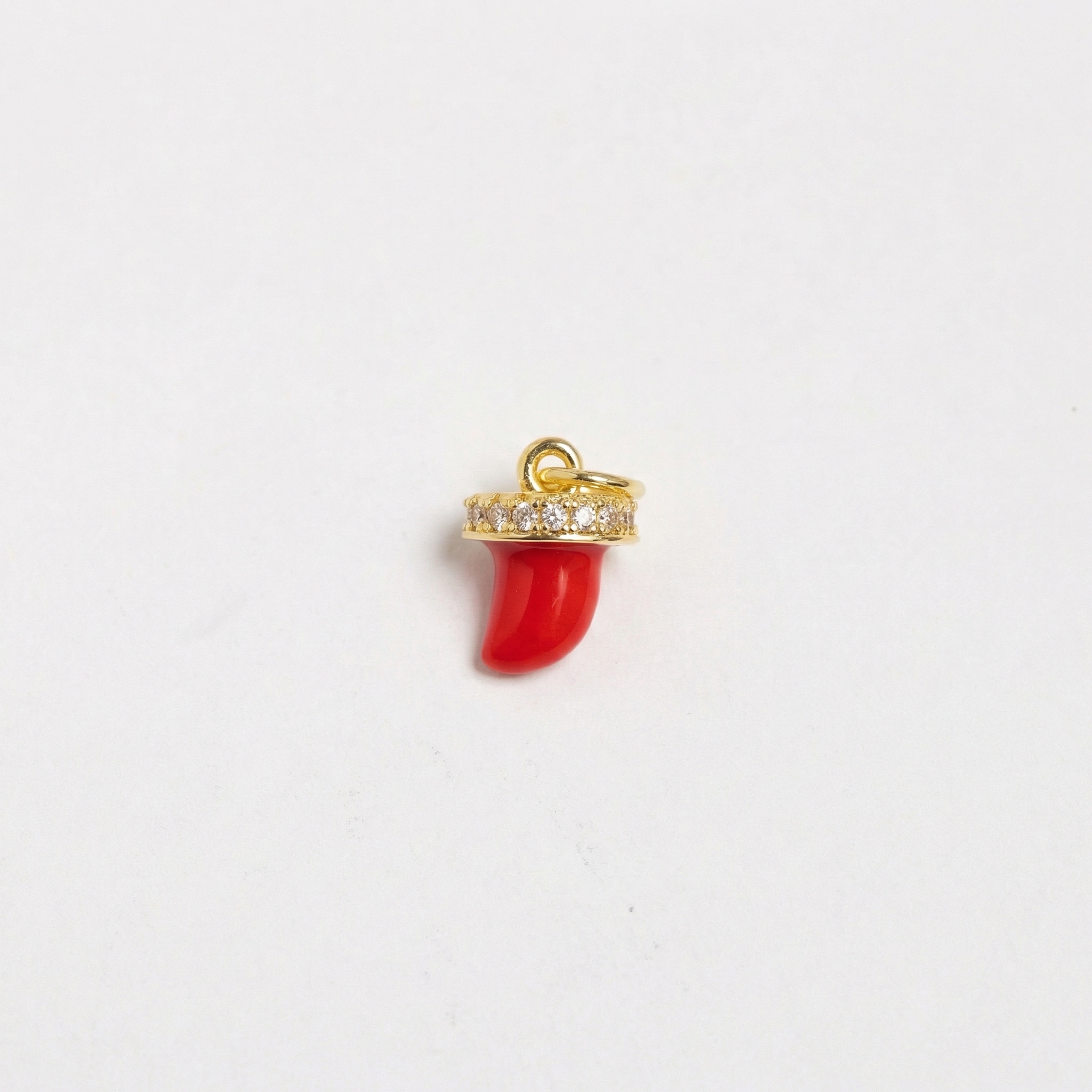 21987 Red Mini Horn Charm with CZ Stones