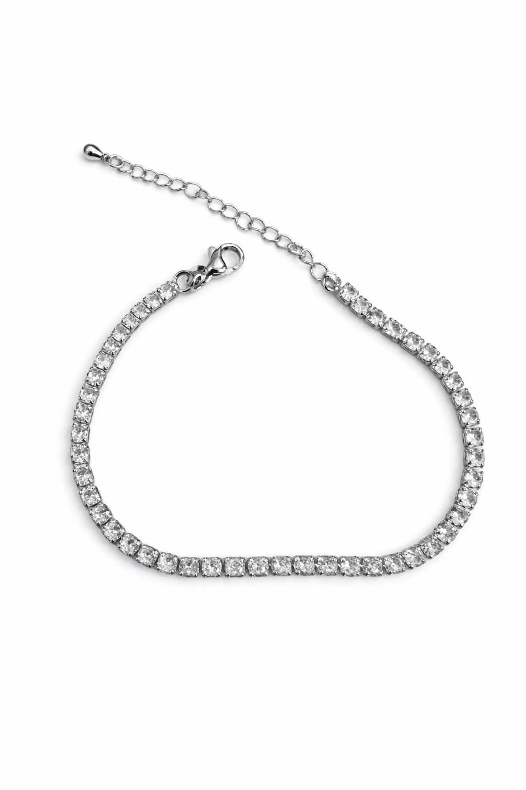 21696 Silver Tennis Bracelet with Clear Crystals