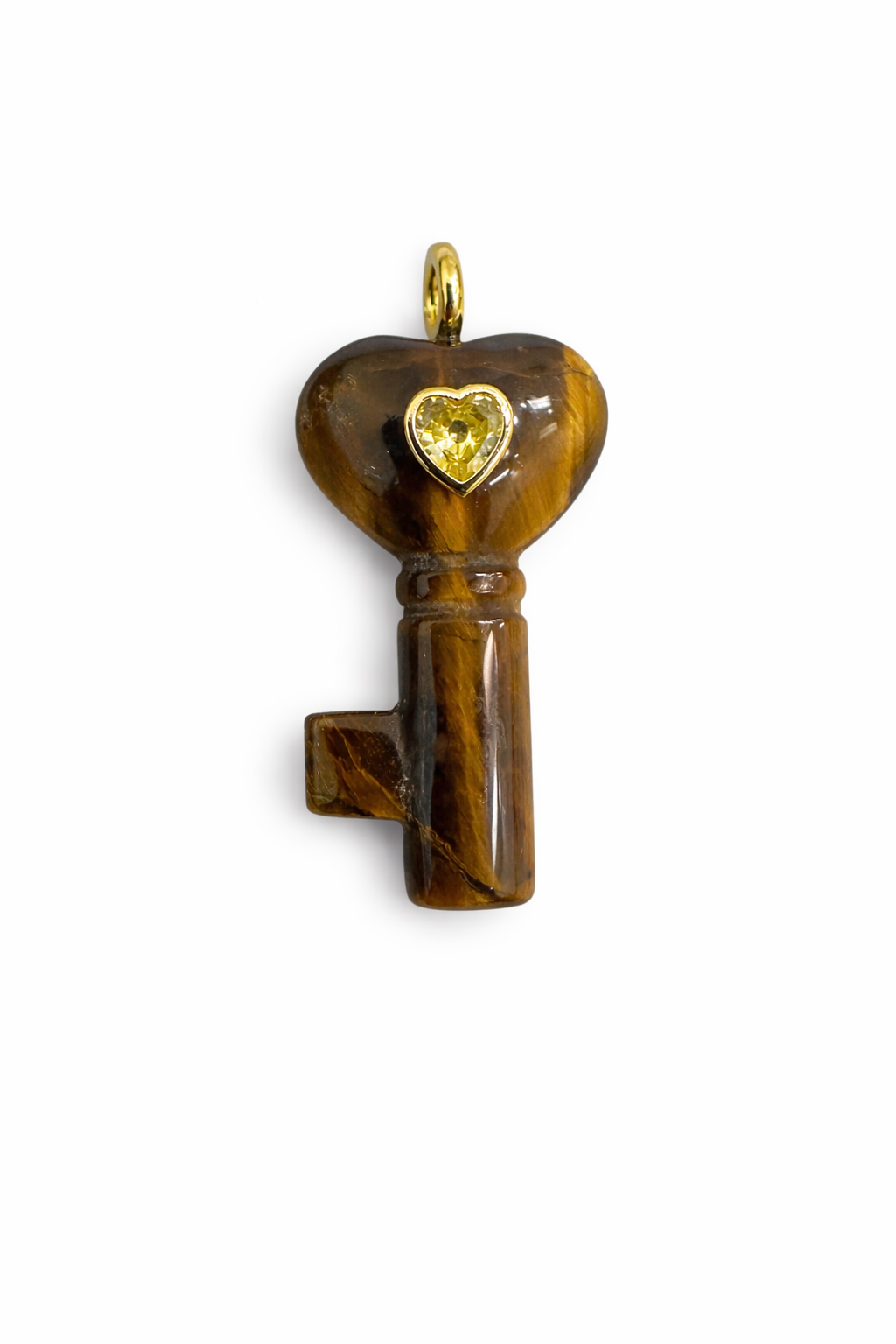 21660 Tiger Eye Key Charm with Heart Accent