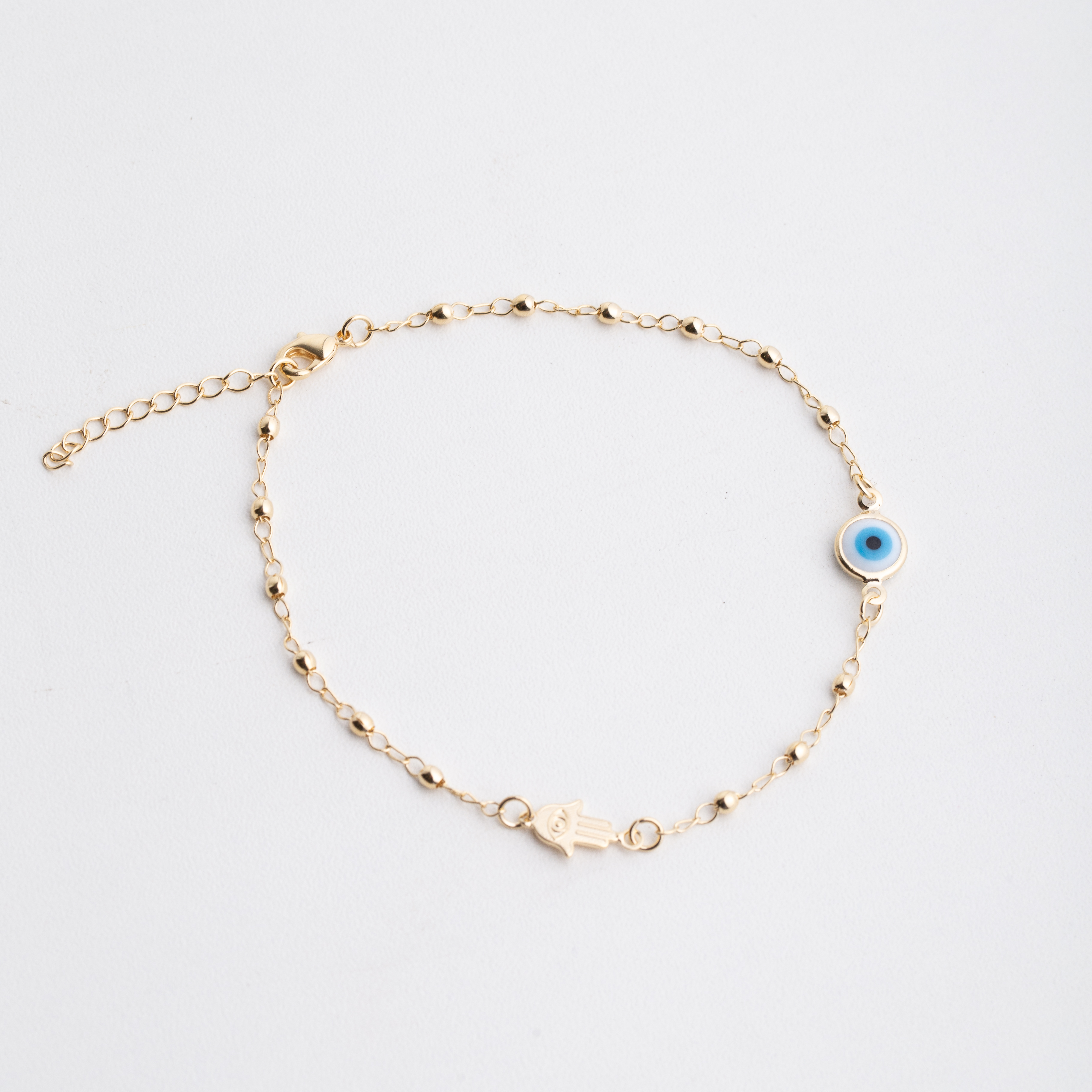 19191 Anklet with Evil Eye and Protective Amulets